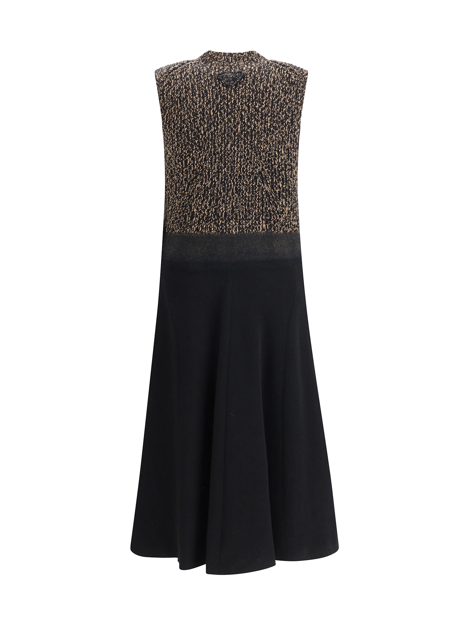 Prada A-line Sleeveless Wool Blend Dress In Black