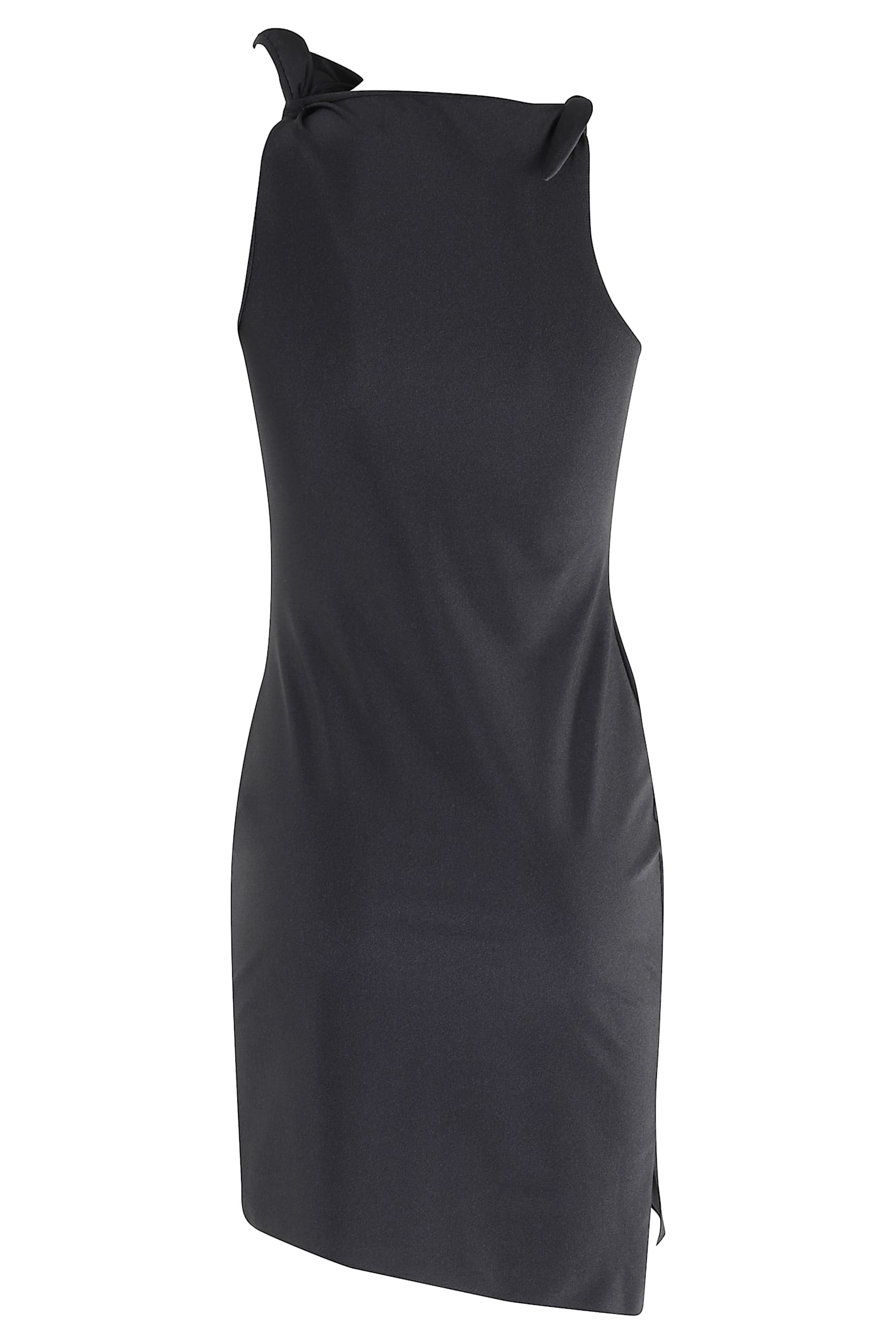 Coperni Asymmetrical Flower Mini Dress Woman Black In Black