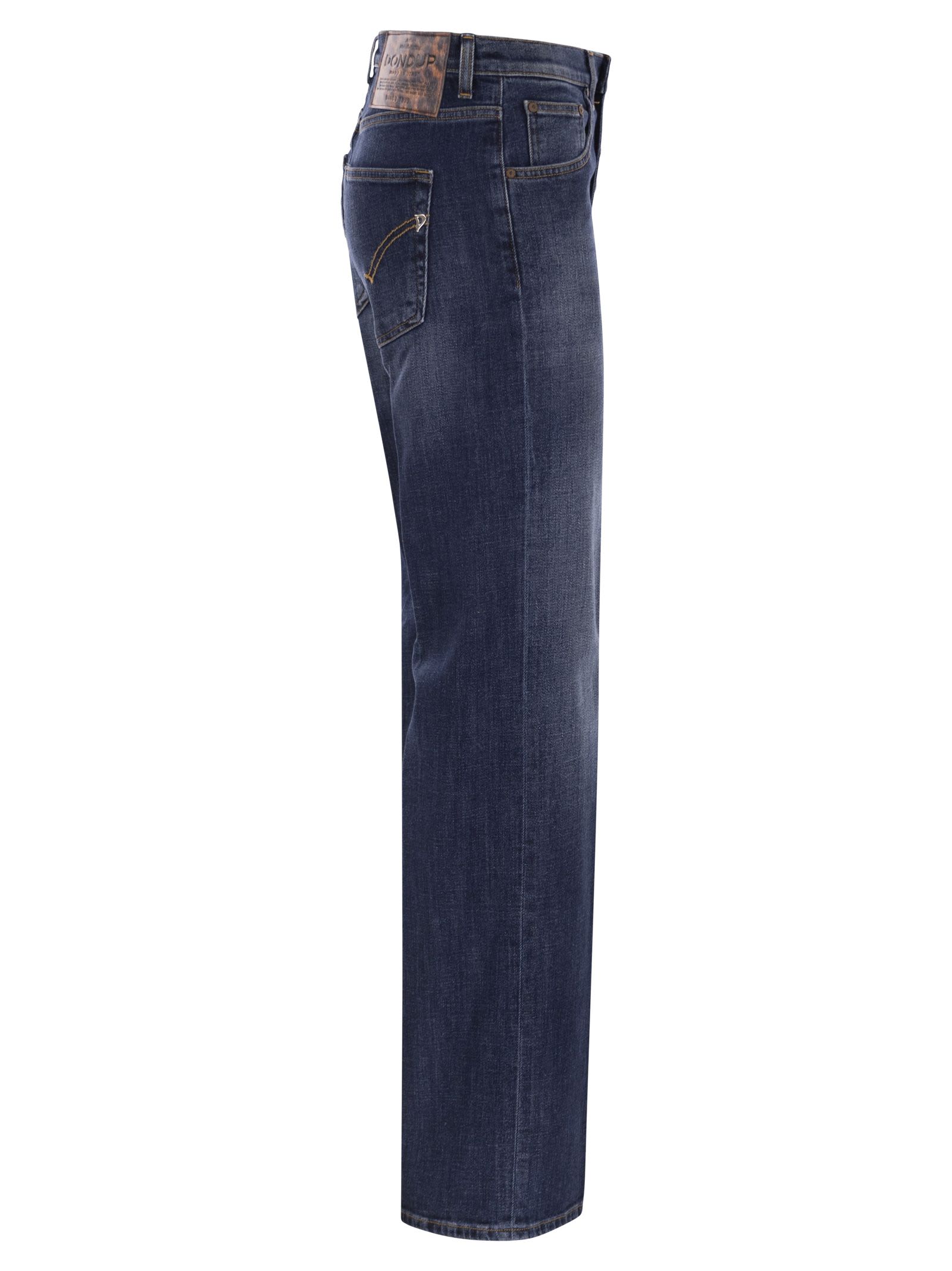 Dondup Medium Blue Straight-leg Jeans With Button Closure In Blue
