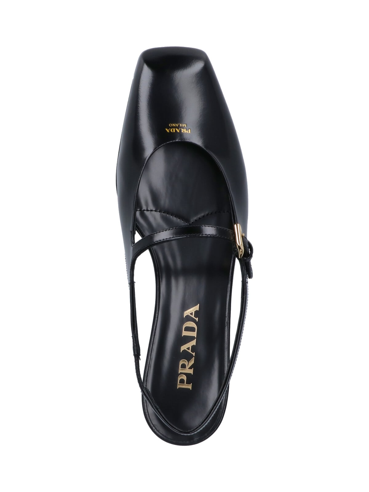 Prada Black Patent Leather Slingback Ballerina In Black