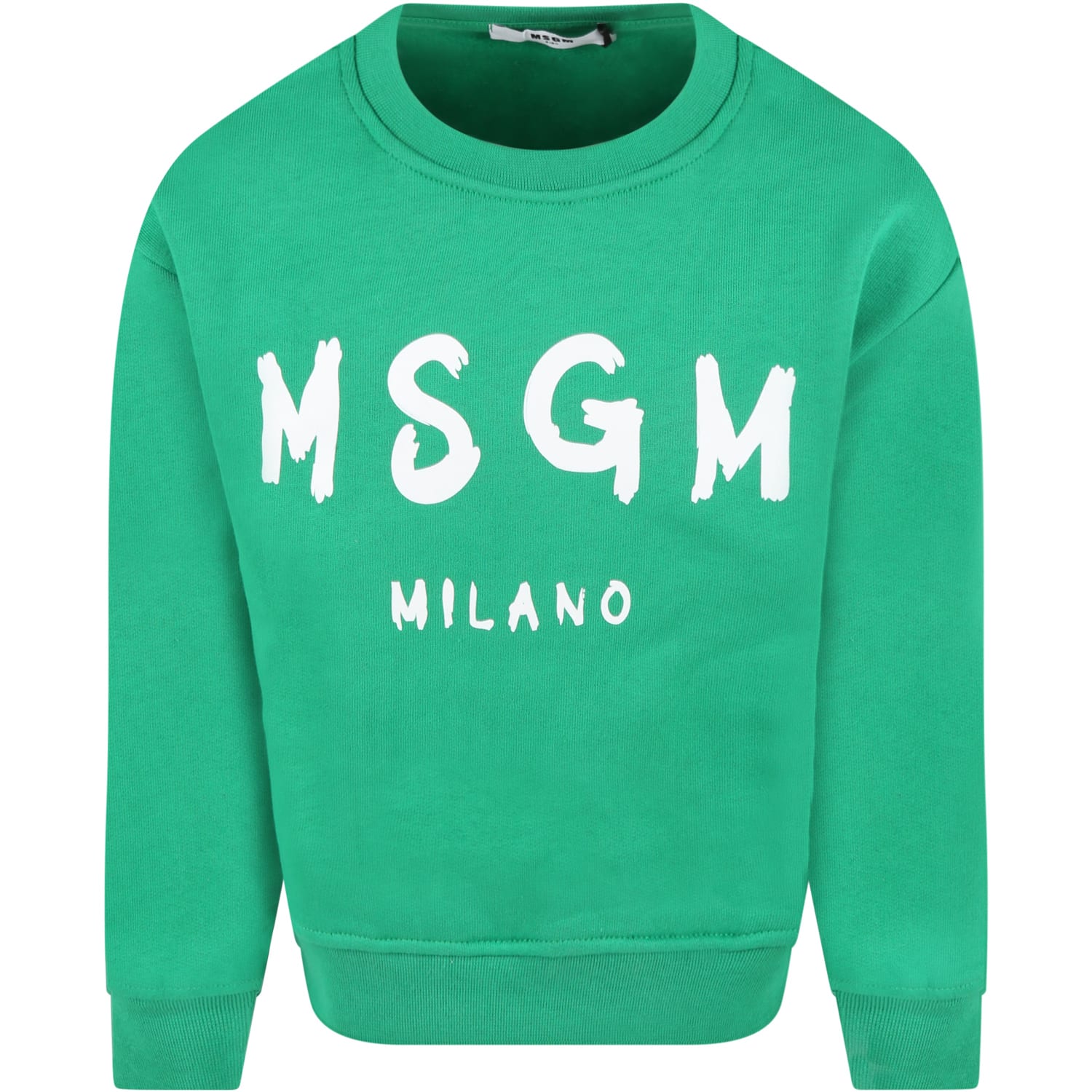 MSGM Green Sweatshirt For Kids With Logo