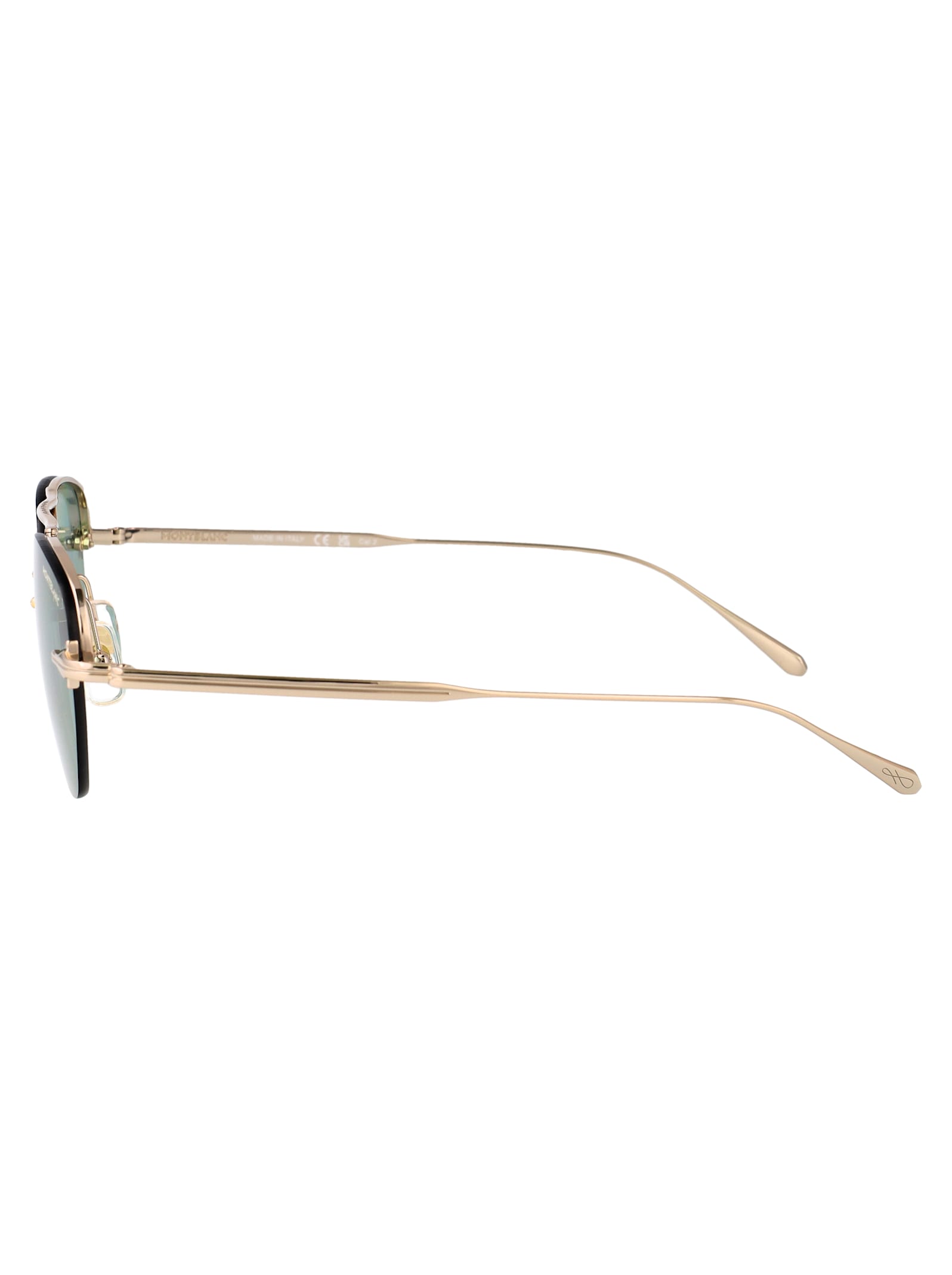 Montblanc Gold-gold-green Metal Sunglasses In Multi