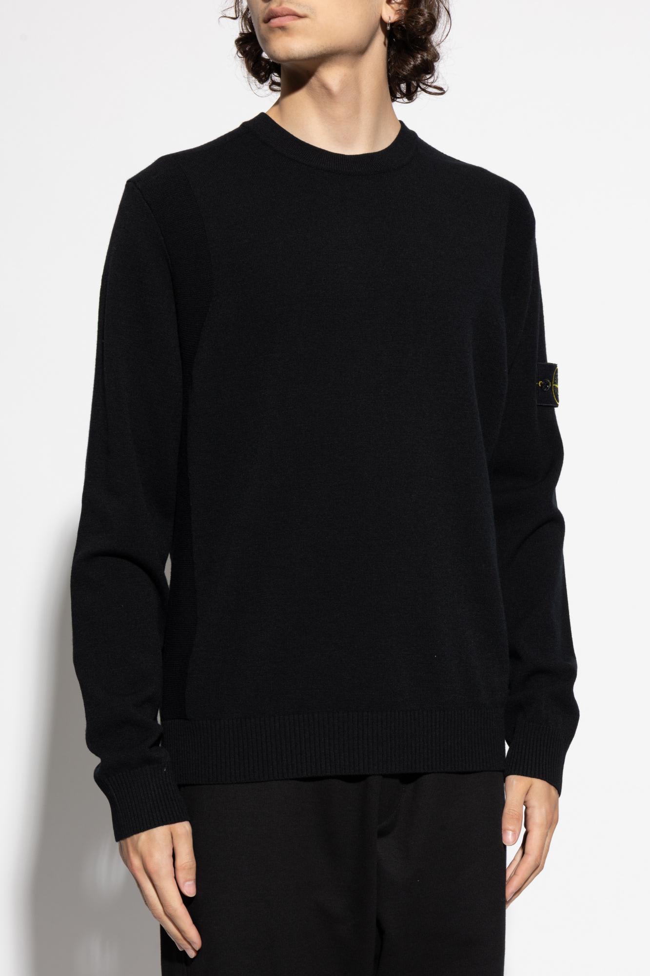 Stone Island Organic Cotton Crewneck Sweatshirt In Black