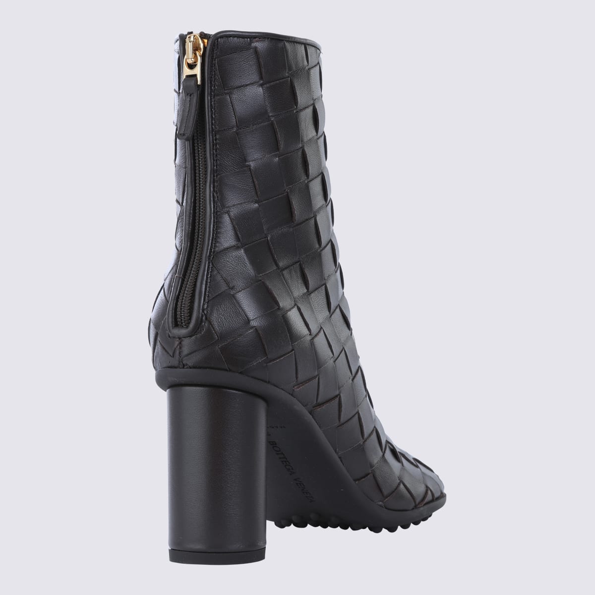 Bottega Veneta Atomic 75 Intrecciato Leather Ankle Boots In Black