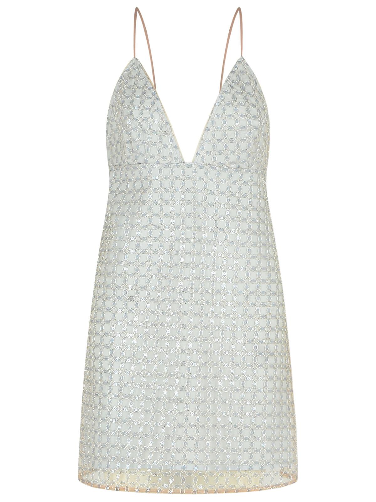 beaded Light Blue Polyester Dress