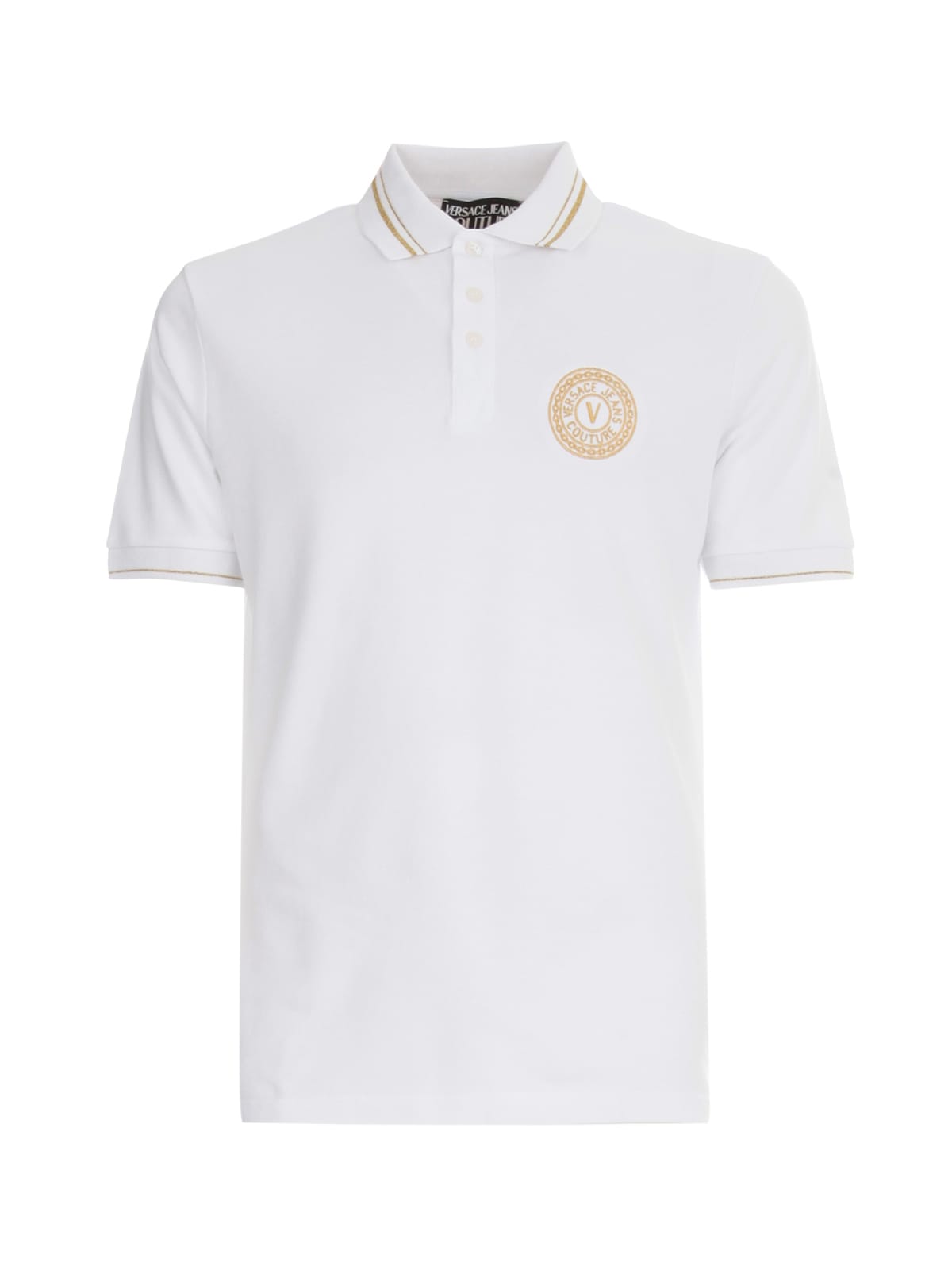 Versace Jeans Couture Slim Round Small And Piquet Cotton Plain Polo