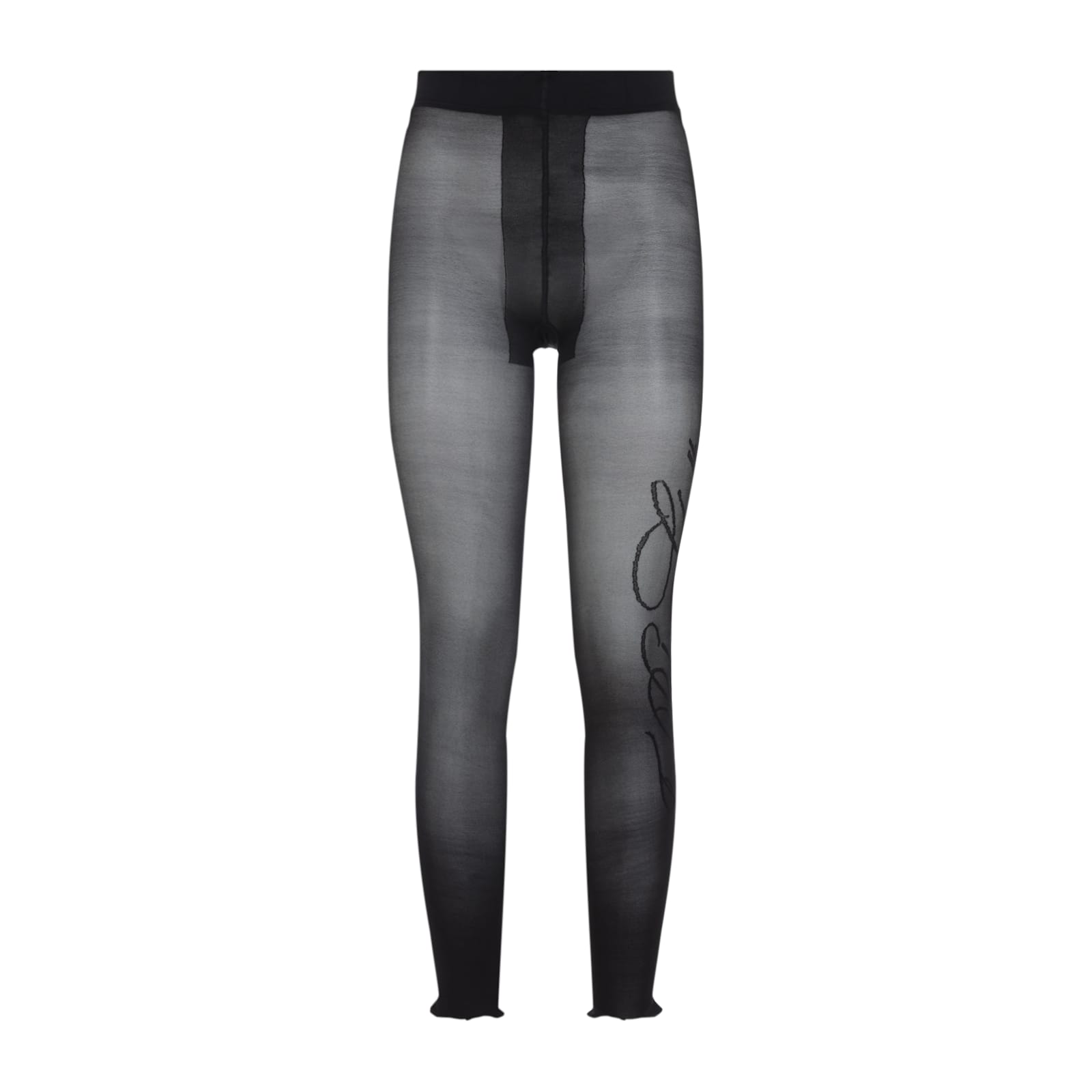Jean Paul Gaultier Signature Script Sheer Tights In Black