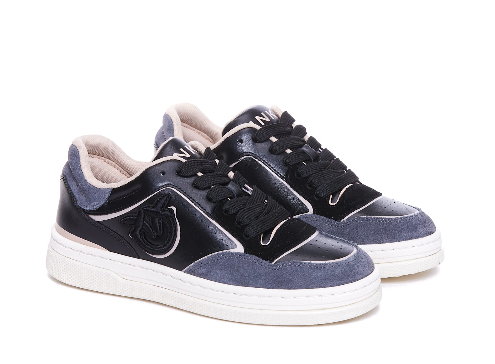 Pinko Low Top Sneakers With Leather And Suede Upper In Blue