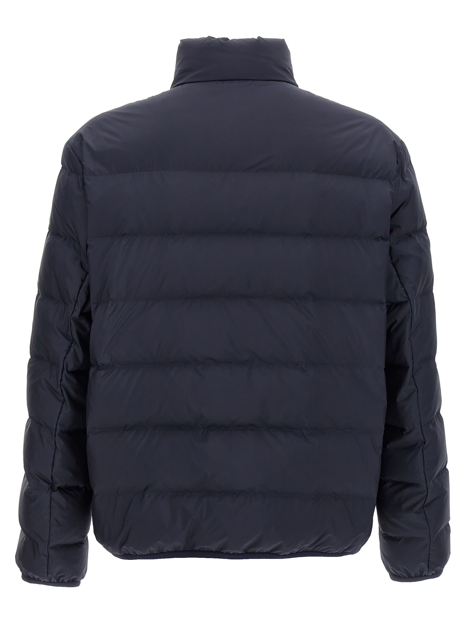 Shop Gucci Logo Print Down Jacket In Blue