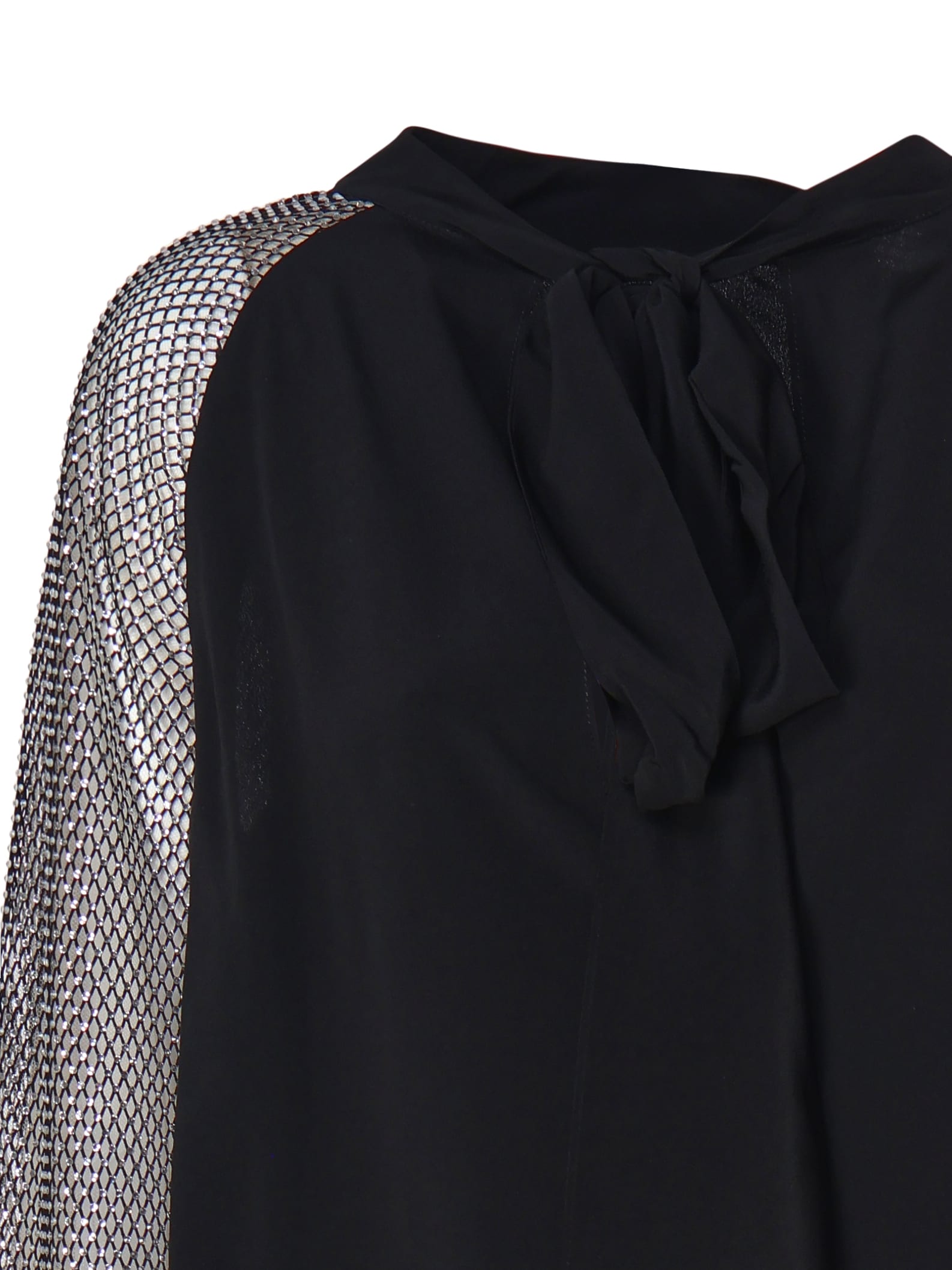 Shop Genny Blouse With Transparent Silk Sleeves In Black