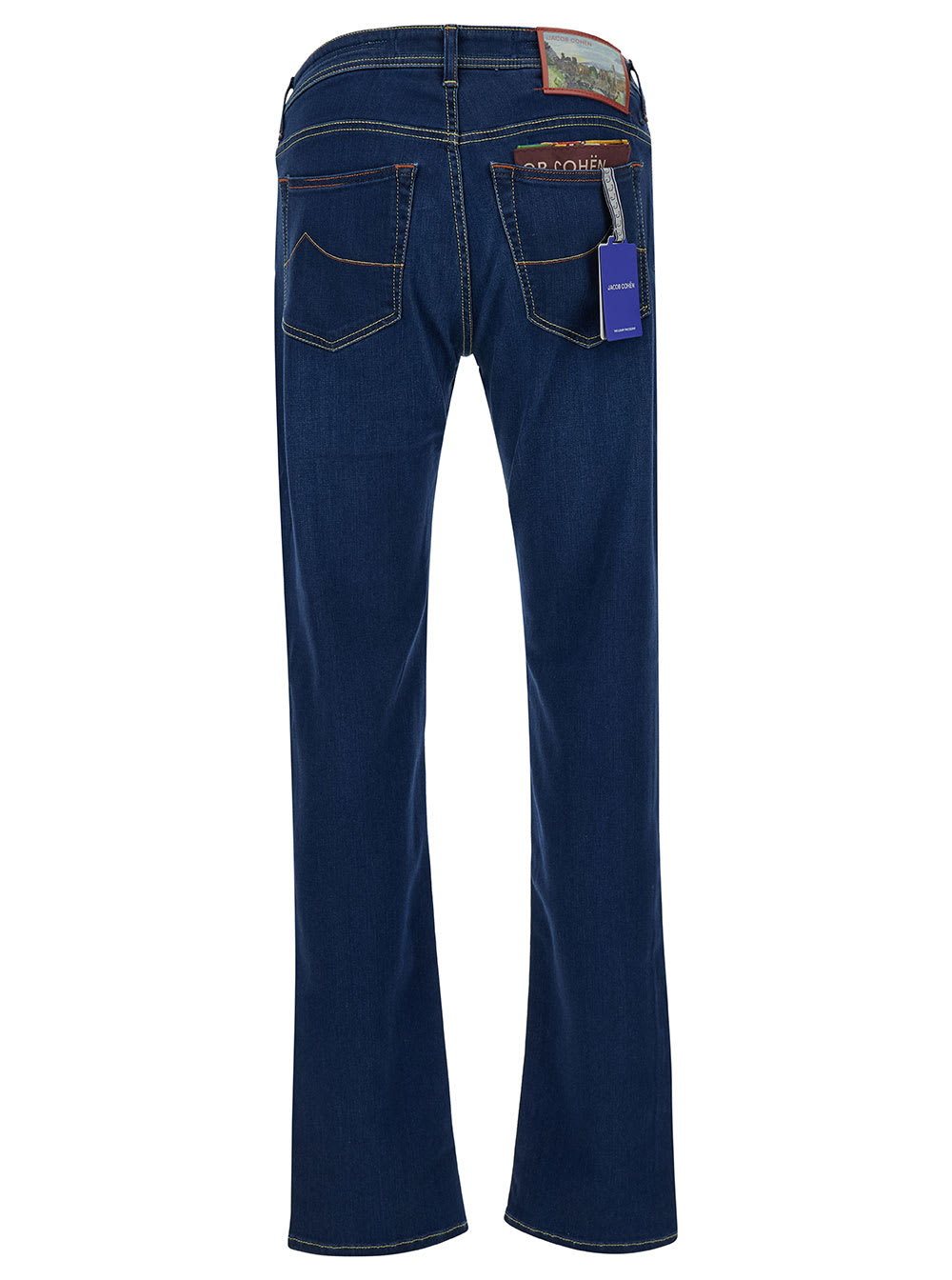 Shop Jacob Cohen Blue Slim Jeans In Mixed Cotton Man In Light Blue
