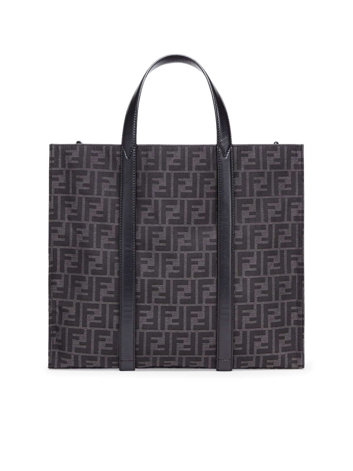 Fendi Shopping Shopping Bag Jacquard Ff 19 In Npn Asfalt Black Palladio