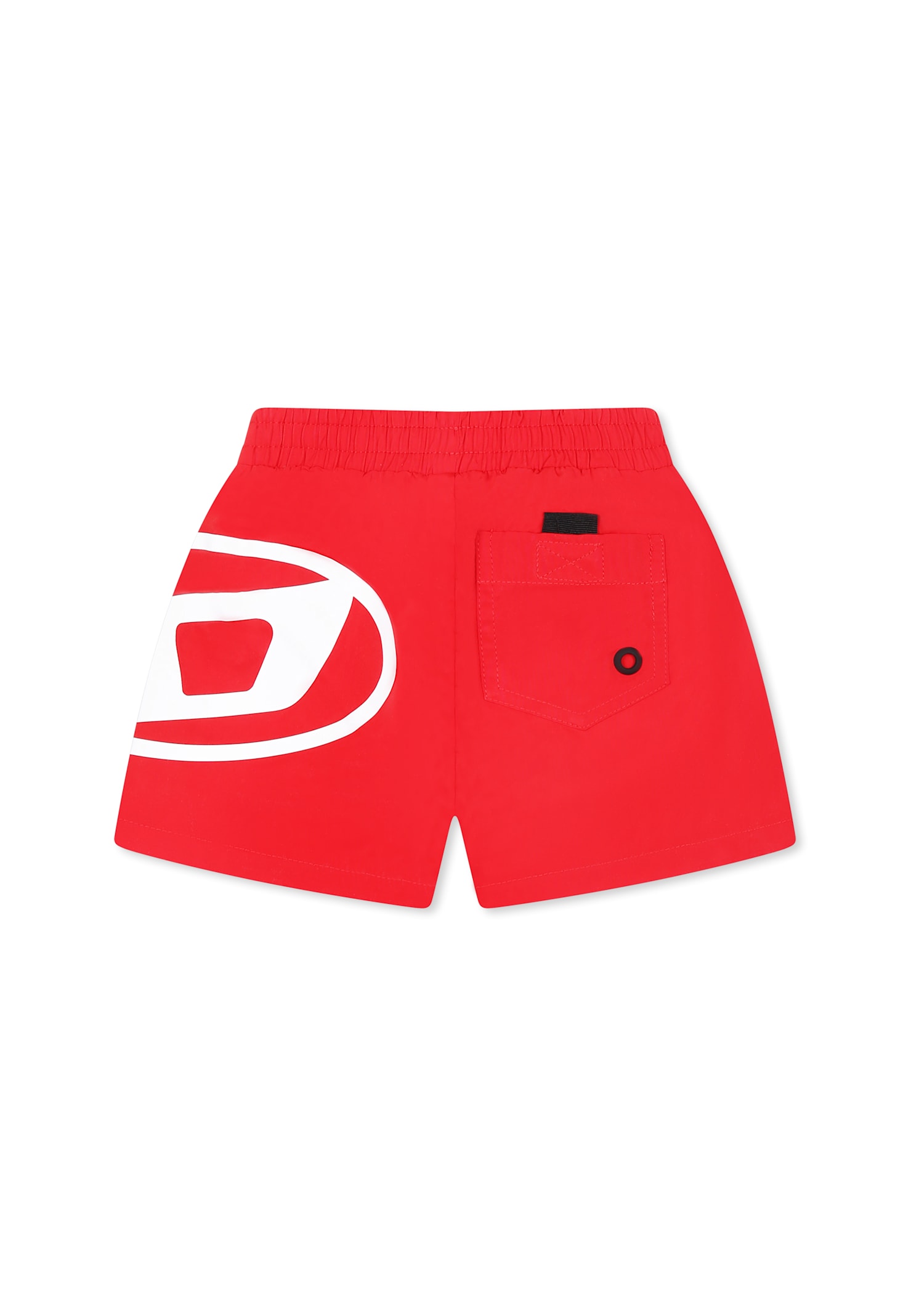 Diesel Red Swim Short For Baby Boy With Logo In Red