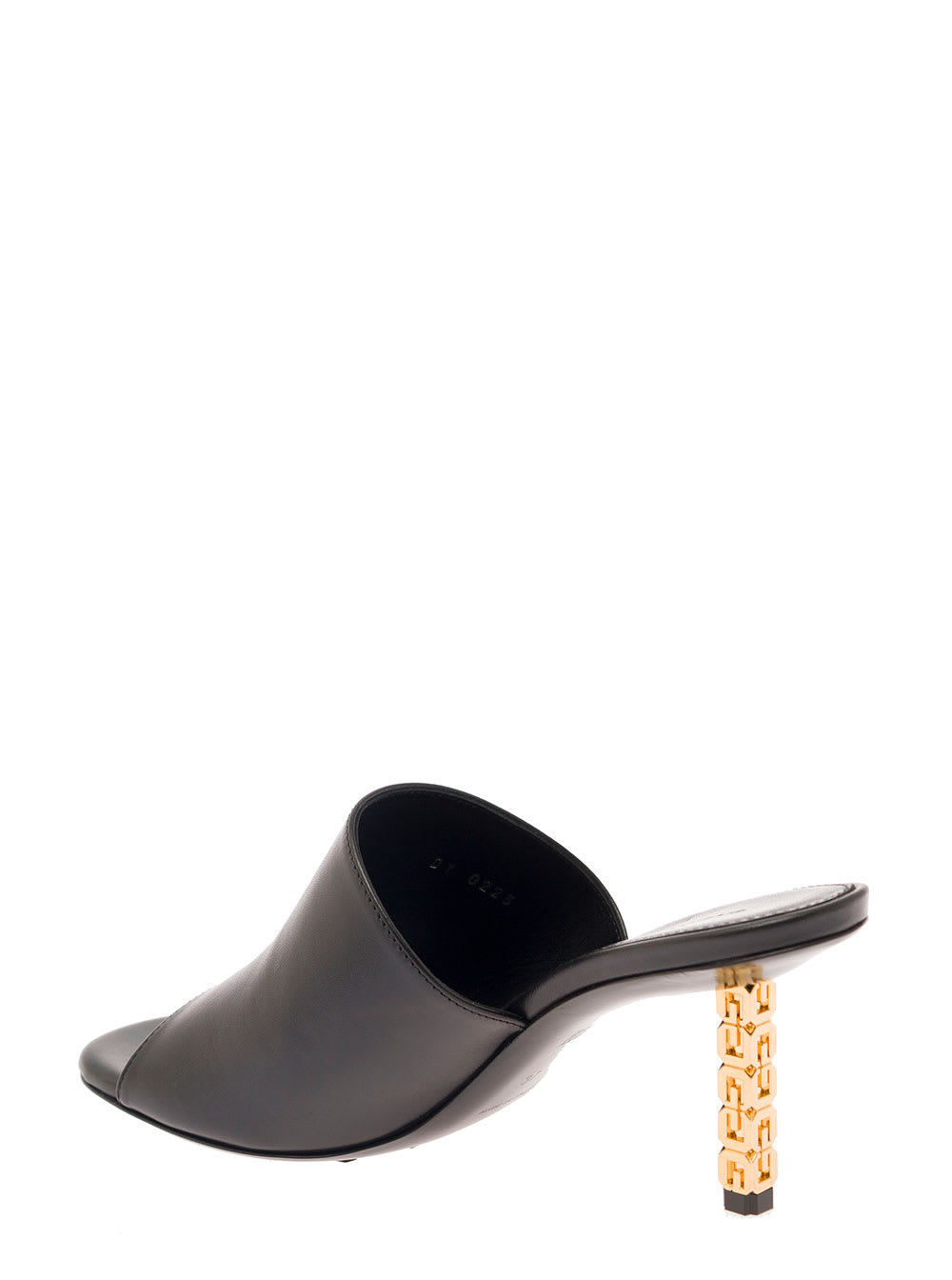 Shop Givenchy Black Mule With Gold G Cube-shaped Heel And Branded Outer Sole In Leather Woman