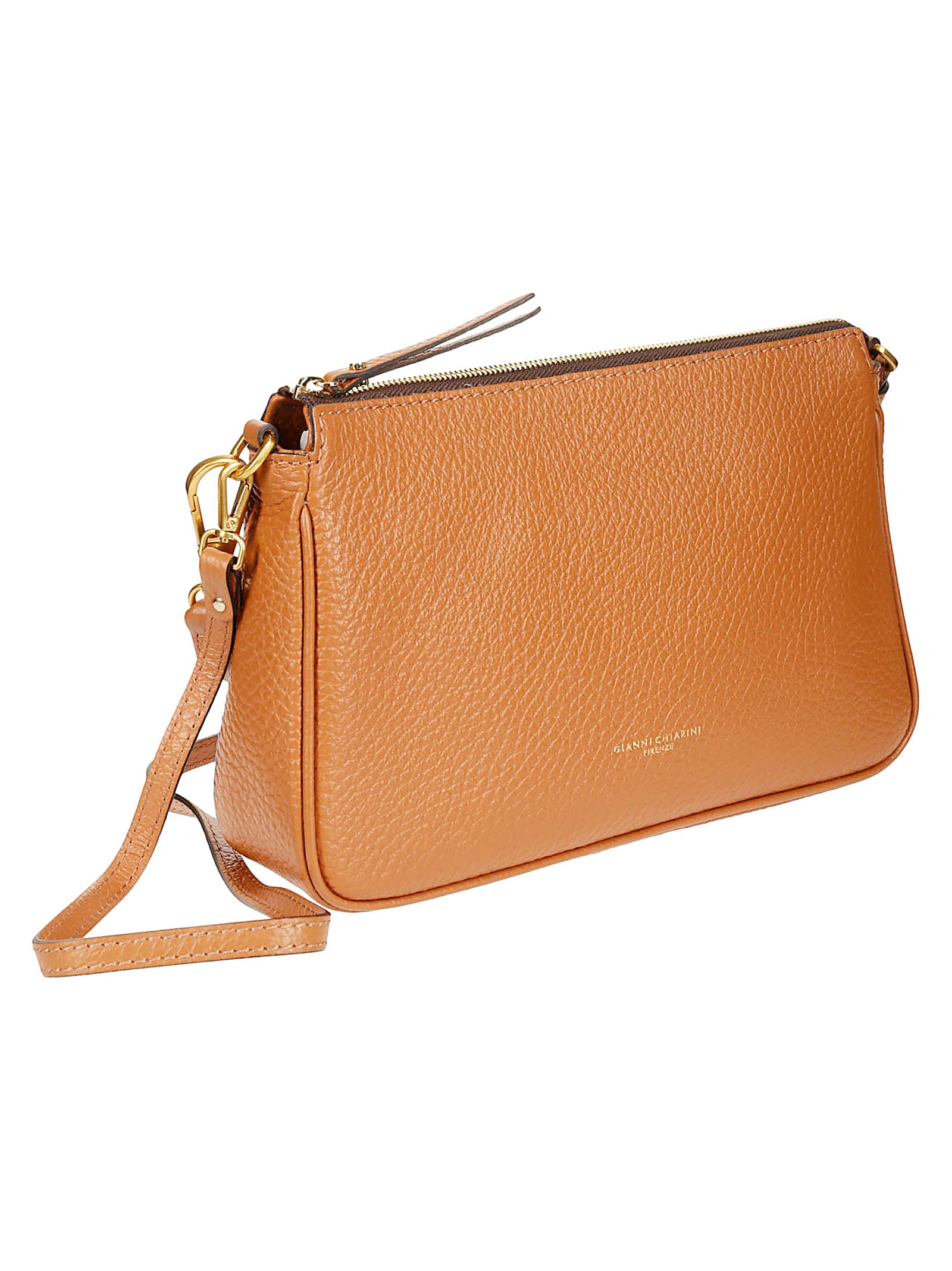 Gianni Chiarini Caramel Calf Leather Shoulder Bag In Brown
