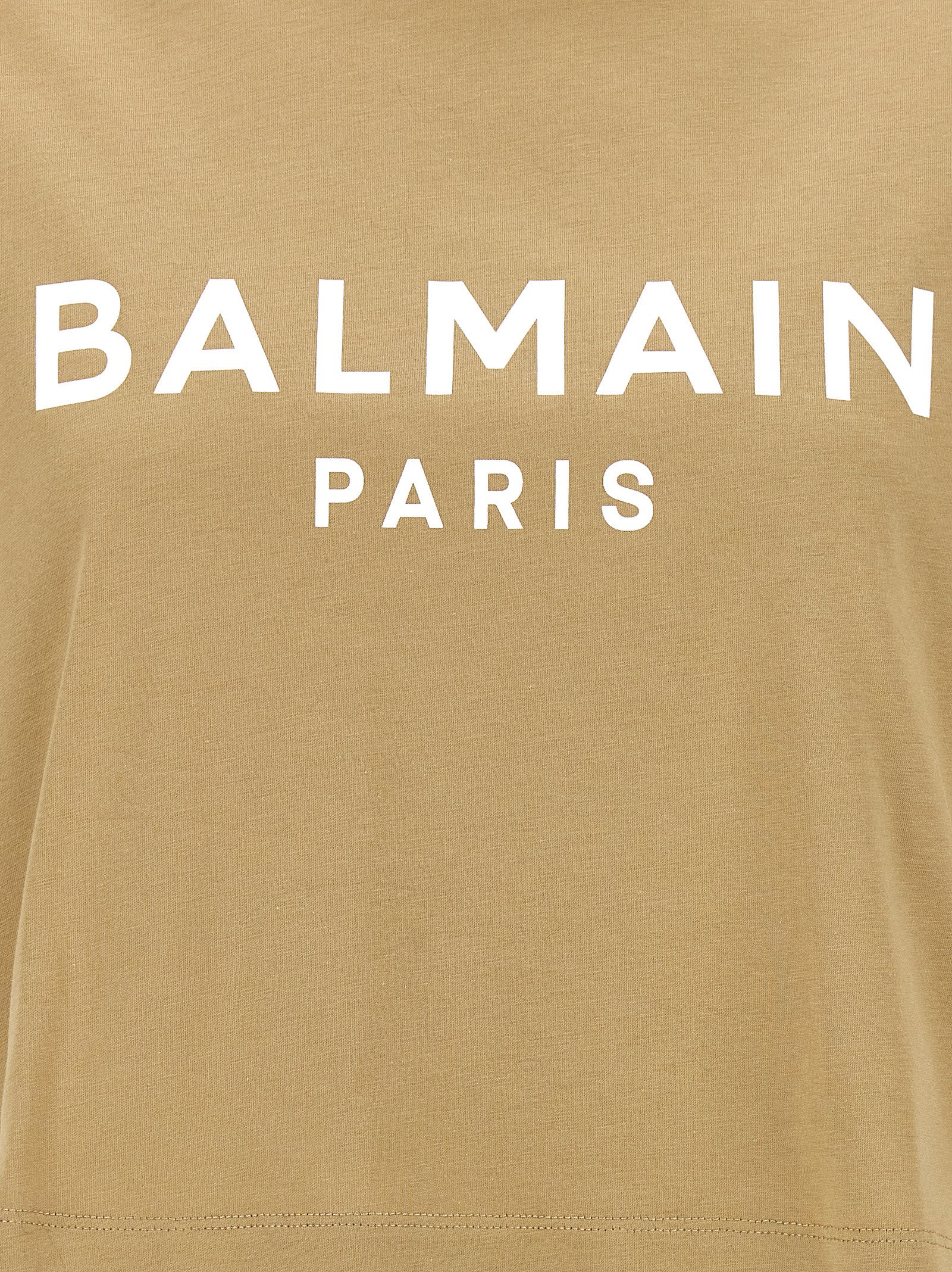 Shop Balmain Cropped T-shirt In Beige