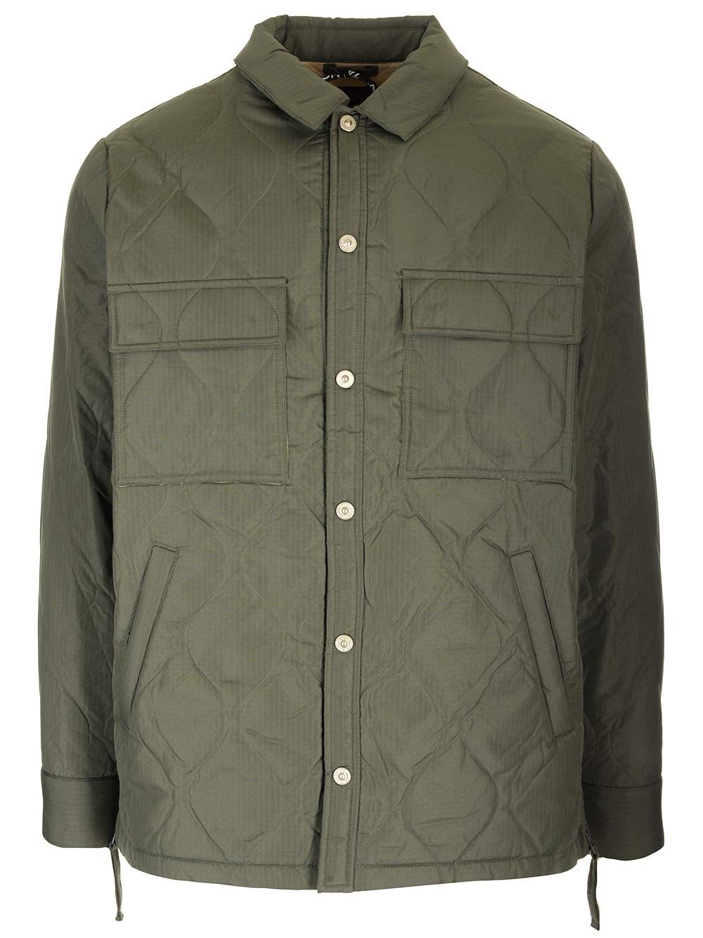 Military Green Quilted Overshirt