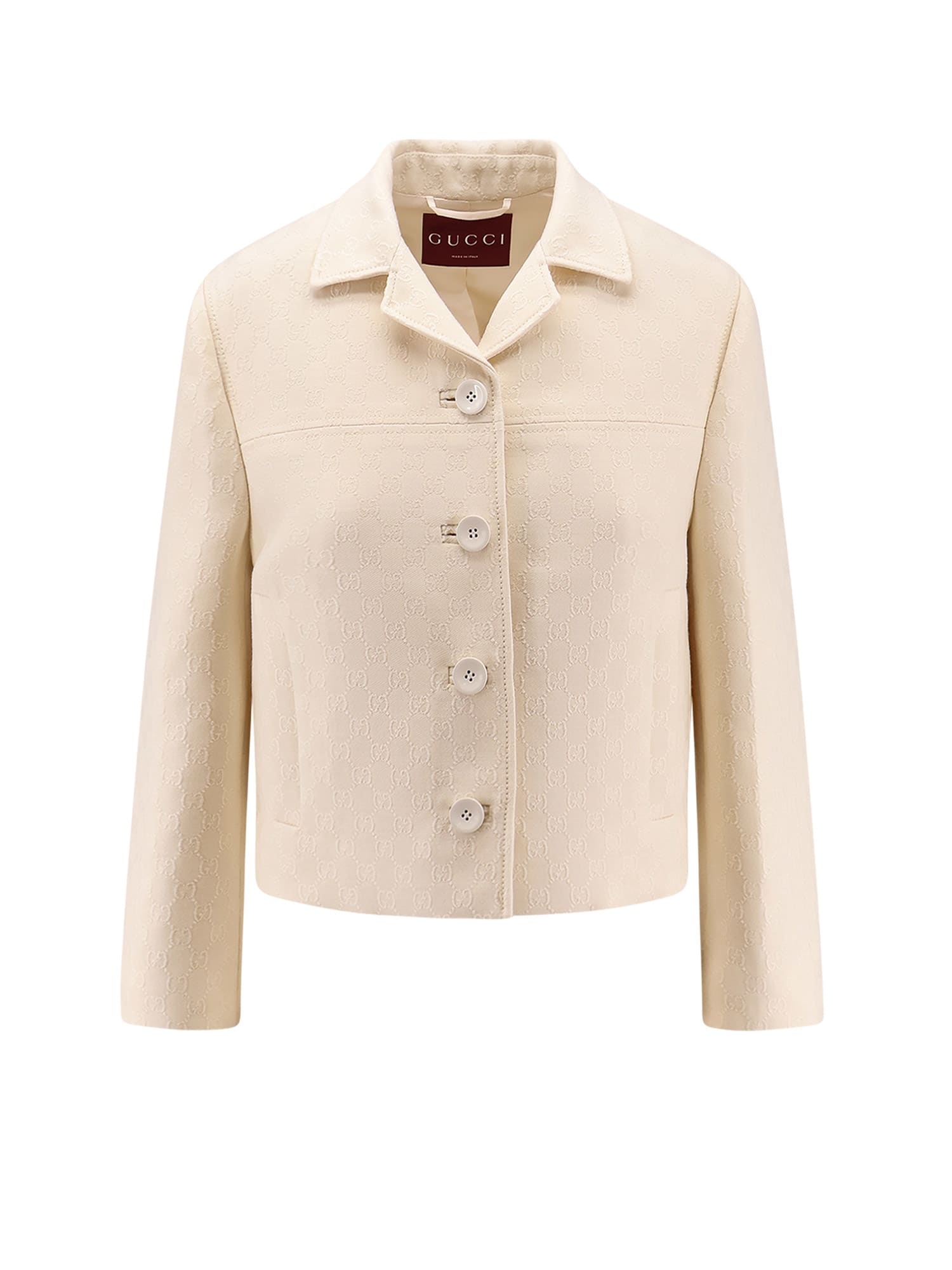 Gucci Wool And Silk Blazer With All-over Gg Motif