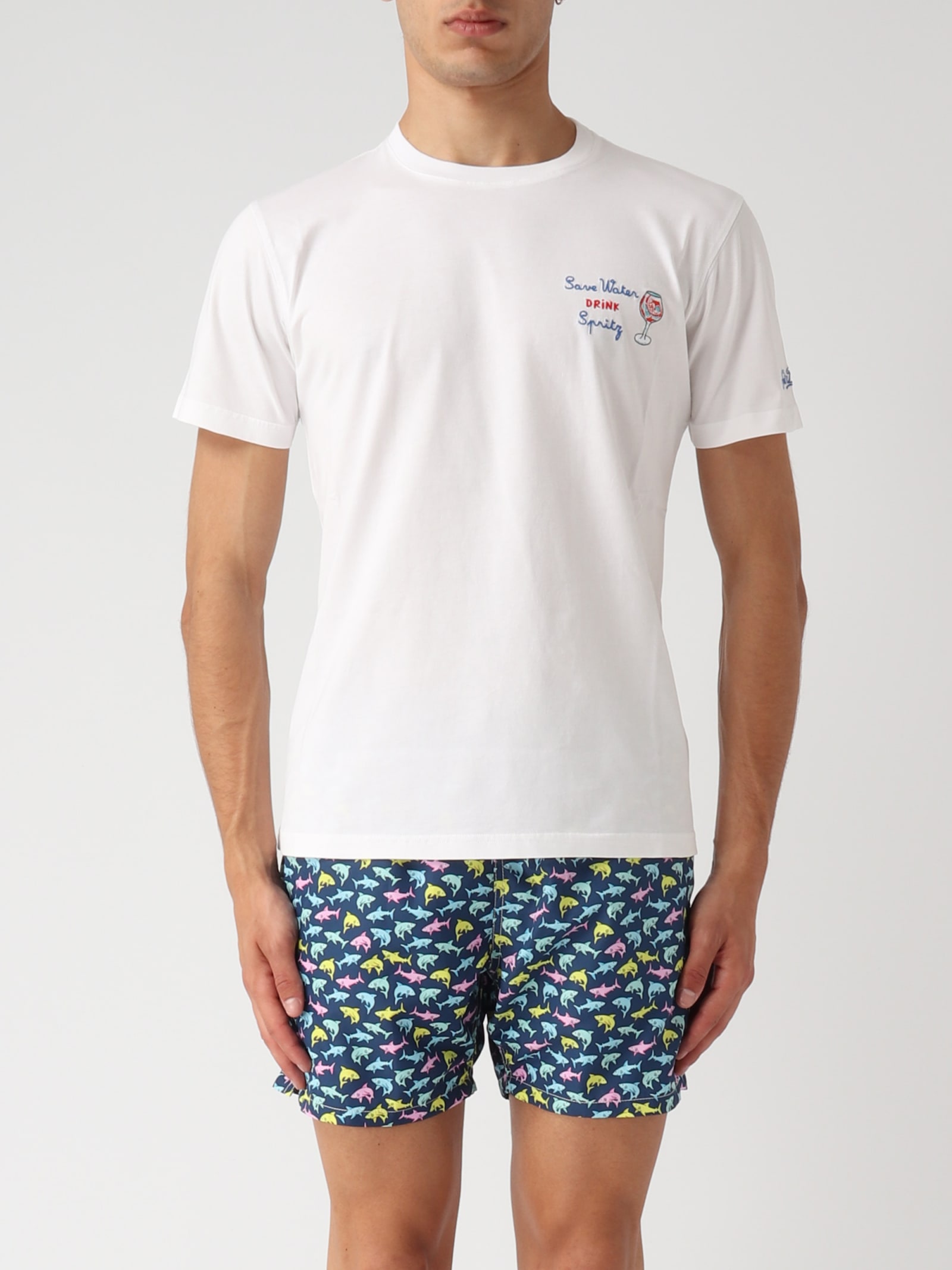 Shop Mc2 Saint Barth T-shirt With Embroidery Spritz Please T-shirt In Bianco Ottico