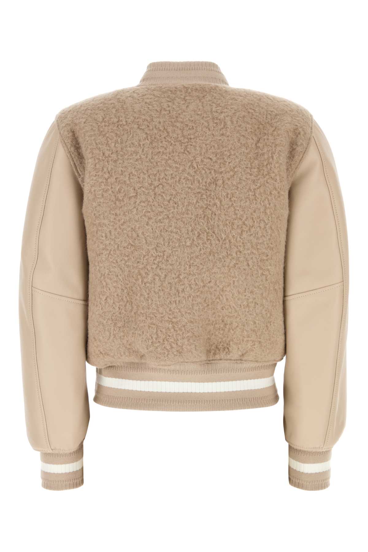 Shop Givenchy Cappuccino Alpaca Blend Bomber Jacket In Pumicebeige