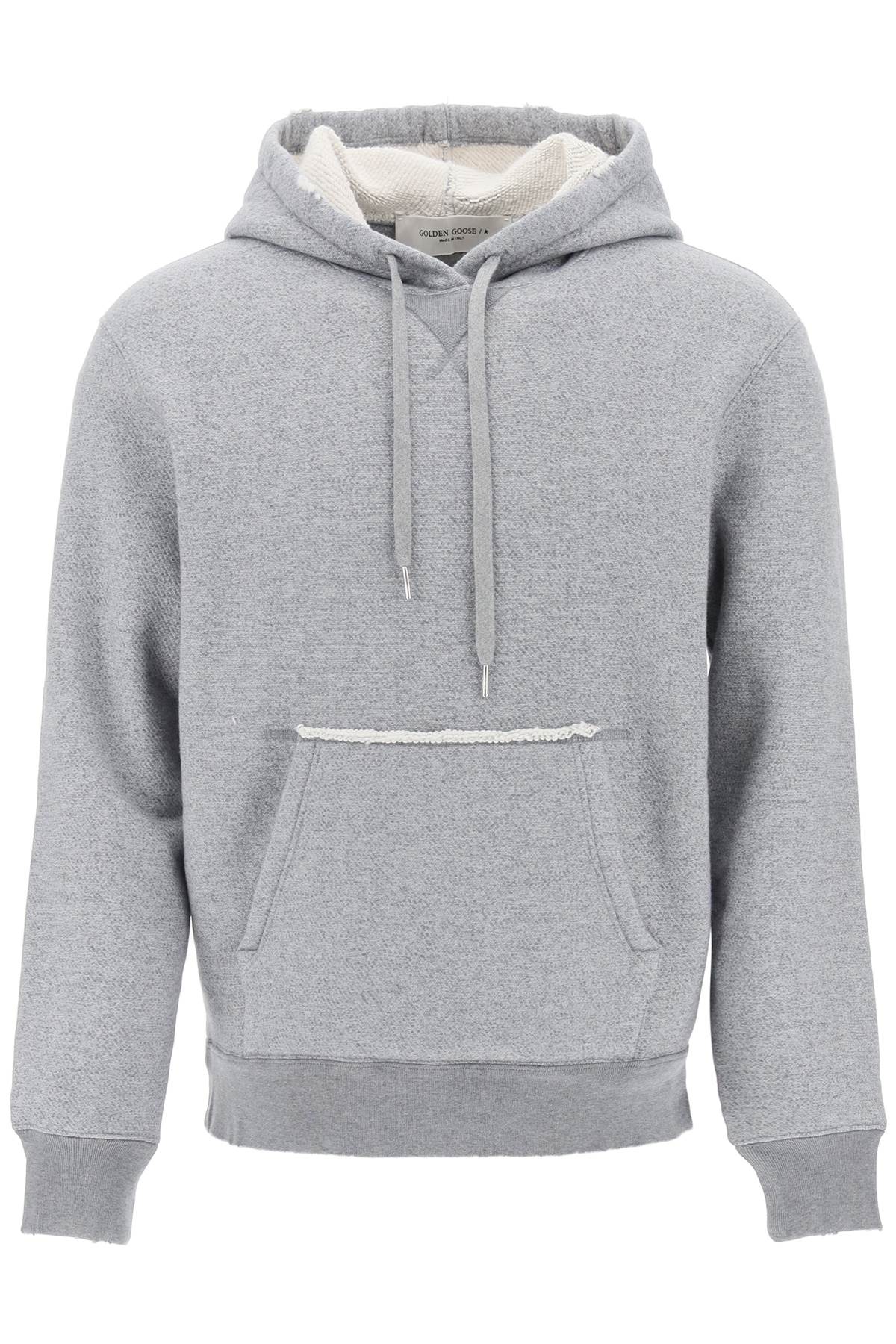 Golden Goose Slogan-print Cotton Hoodie In Grey Melange Heritage White (grey)