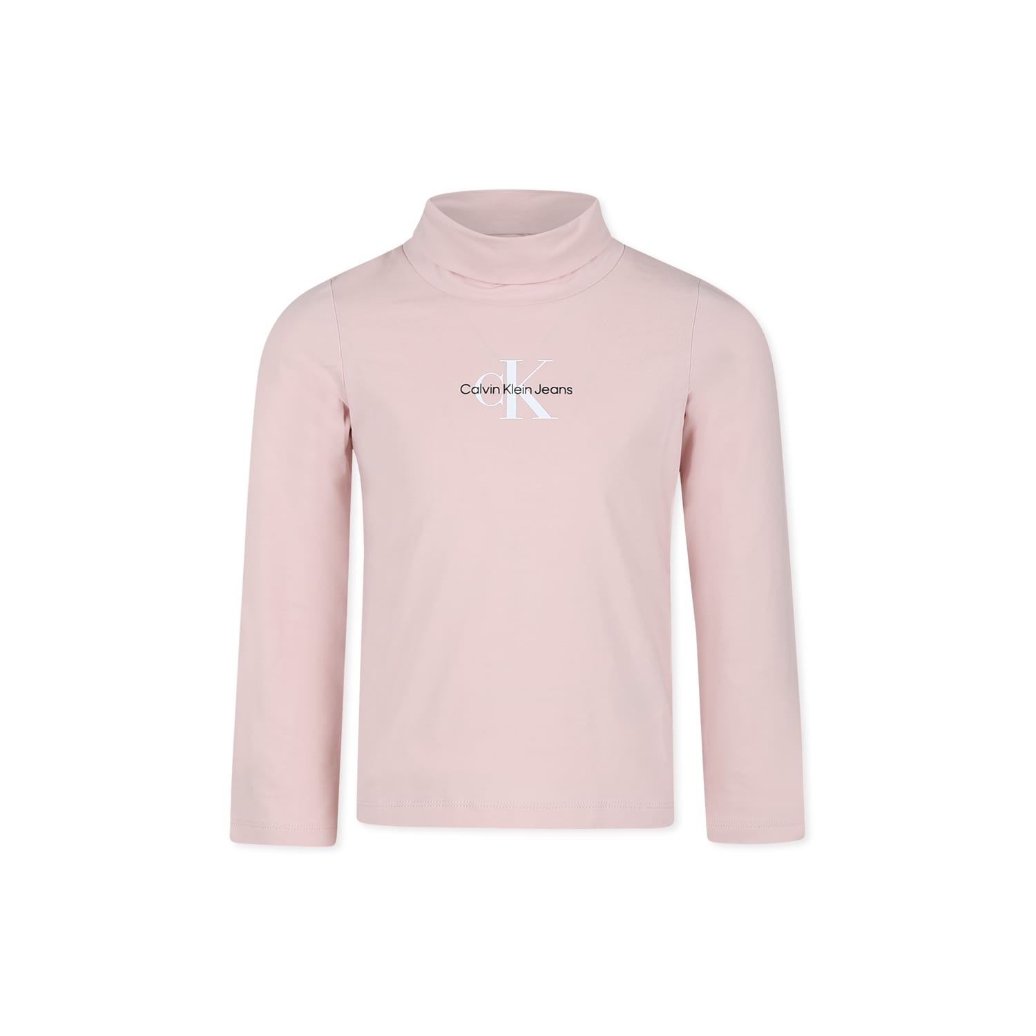 Shop Calvin Klein Pink Turtleneck For Girl With Logo