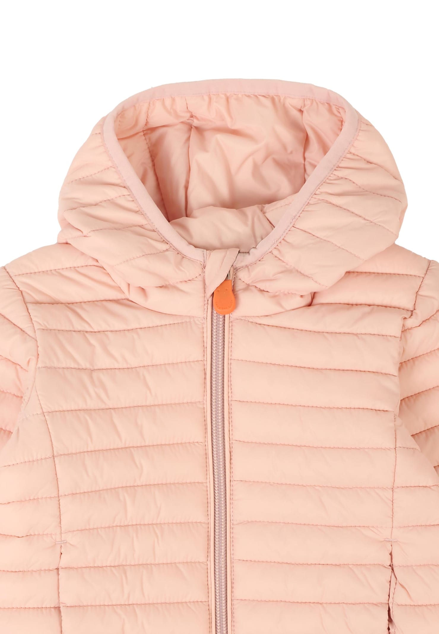 Save The Duck Pink Down Jacket For Baby Girl With Logo In Pink