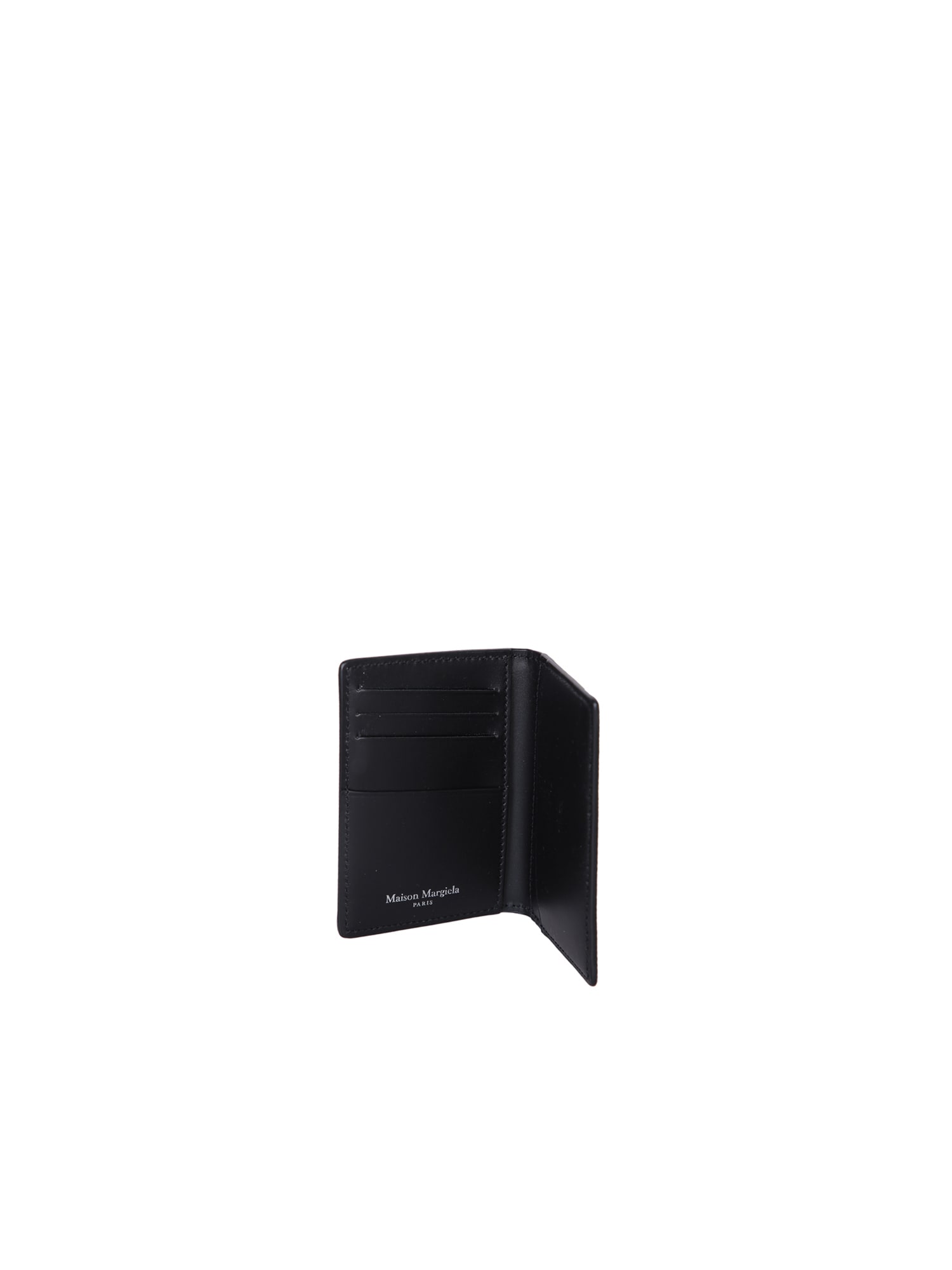 Maison Margiela Card Holder In Textured Leather In Black