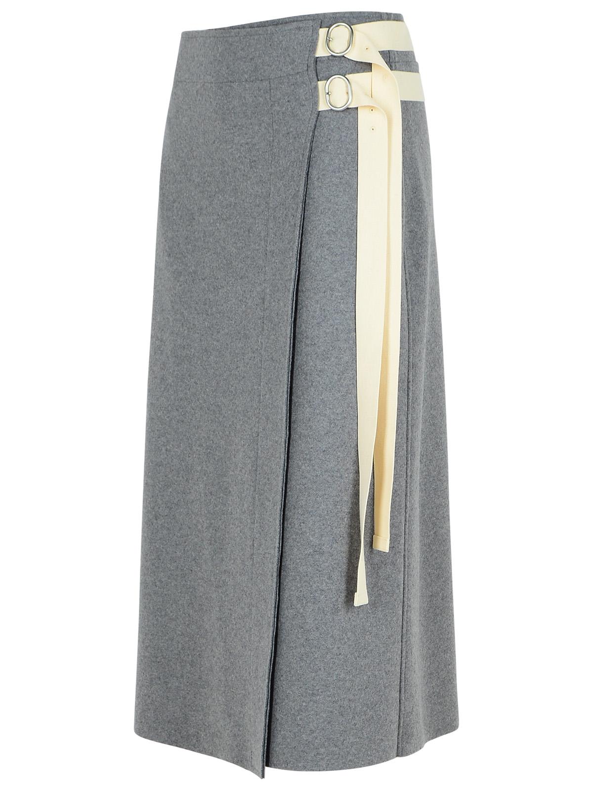 JIL SANDER GREY WOOL BLEND SKIRT 