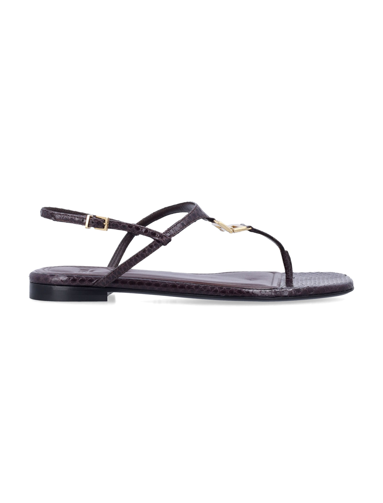 Fendi Chocolate Leather Fold Thong Sandals In Brown