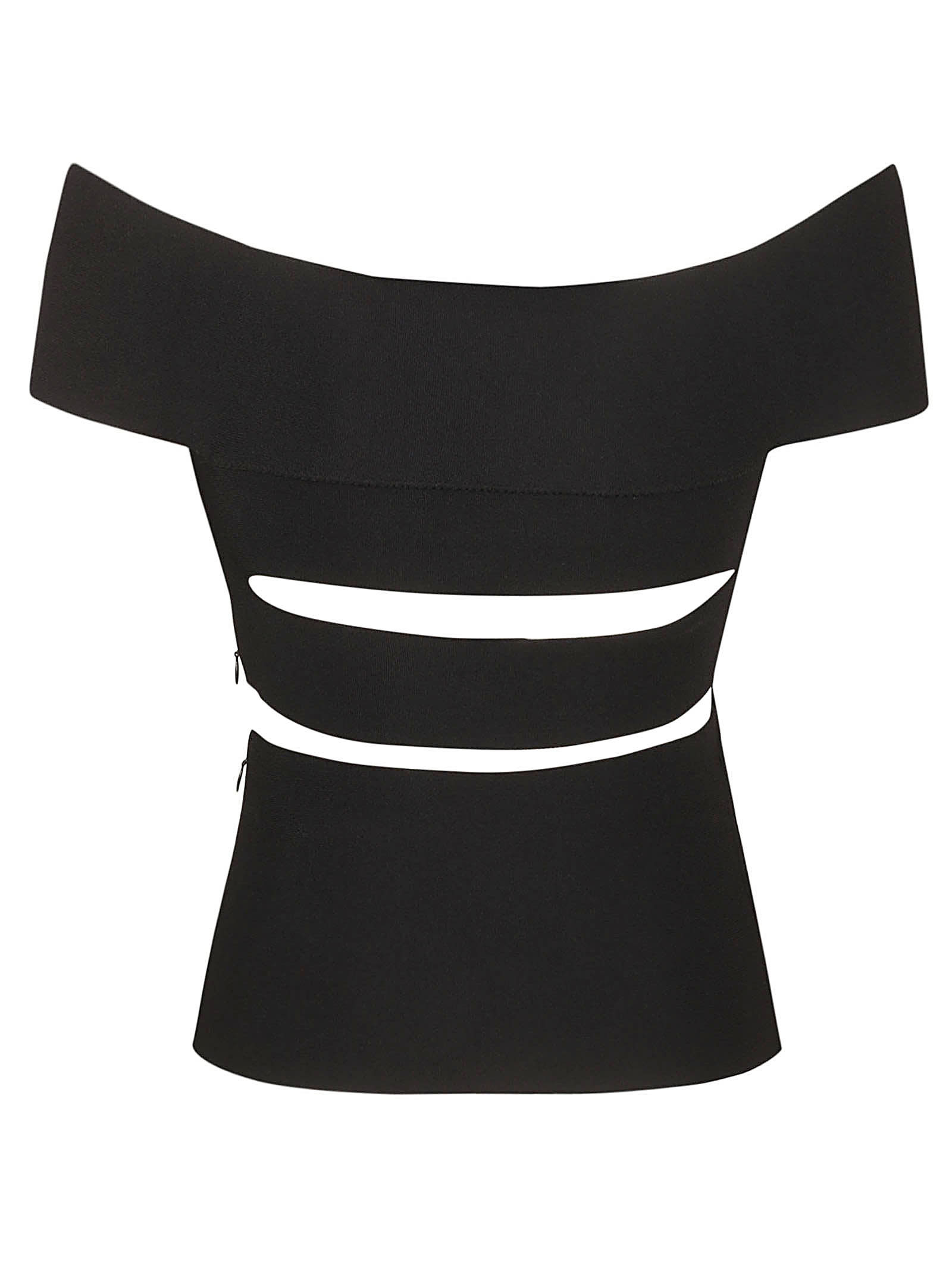 Shop Alexander Mcqueen Cut-out Detail Off-shoulder Top In Black