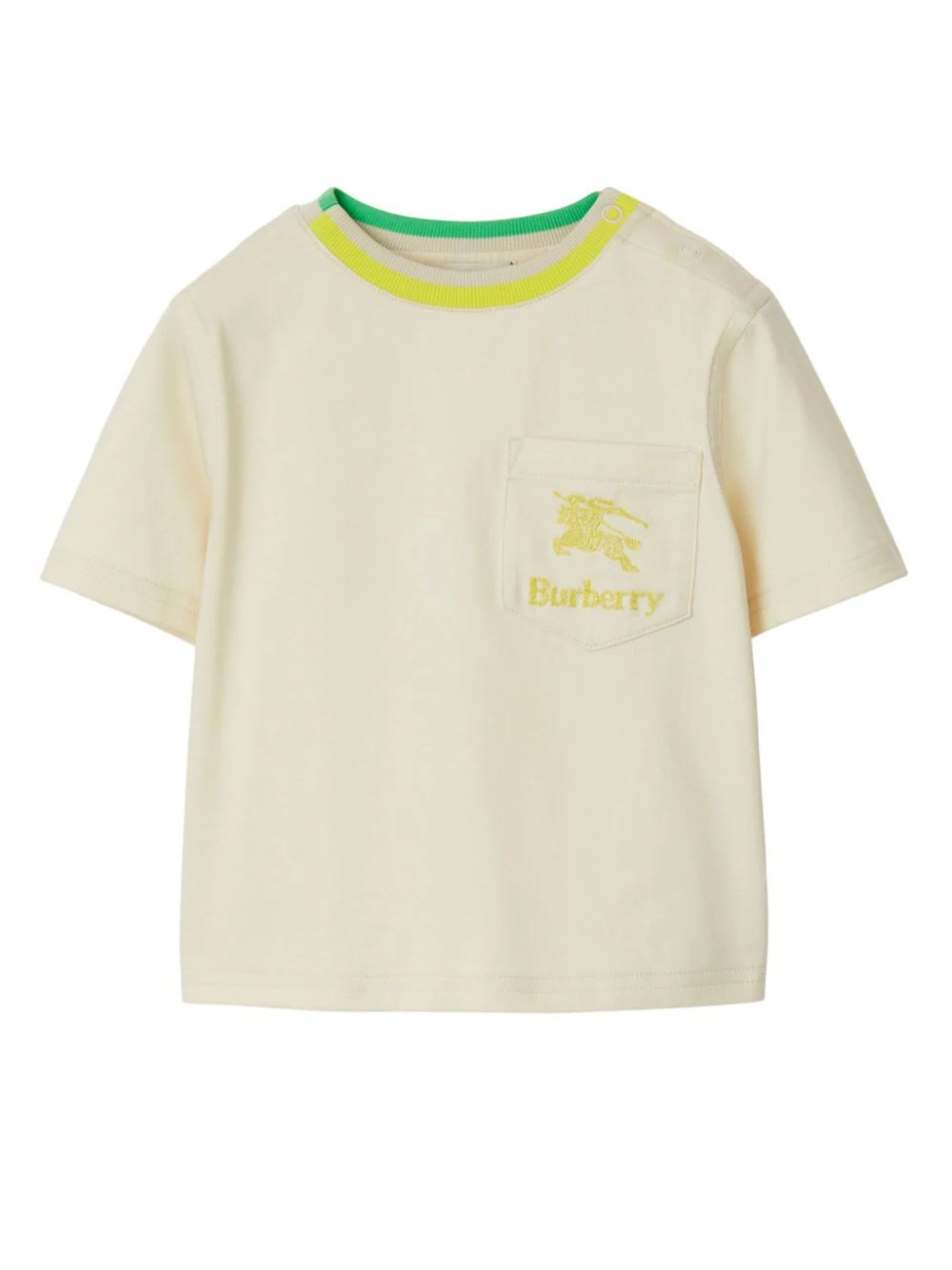 Shop Burberry Kids T-shirts And Polos Beige