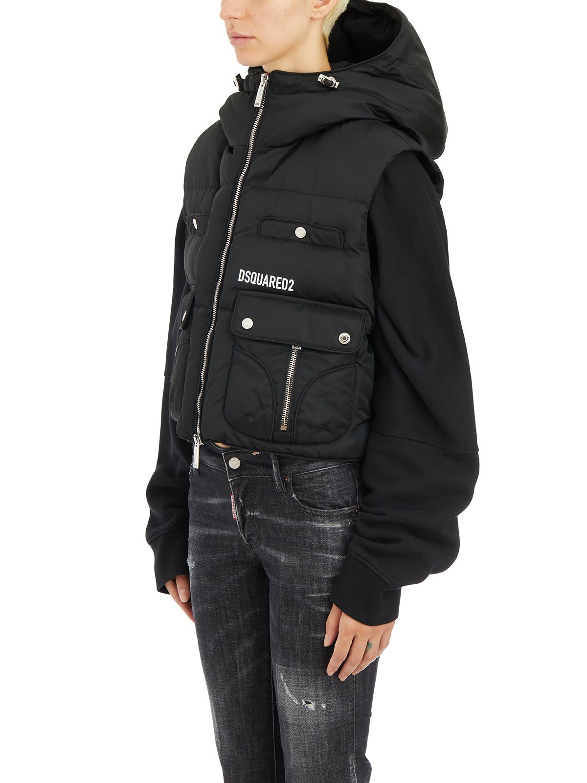 Shop Dsquared2 Logo-printed Padded Gilet In Black