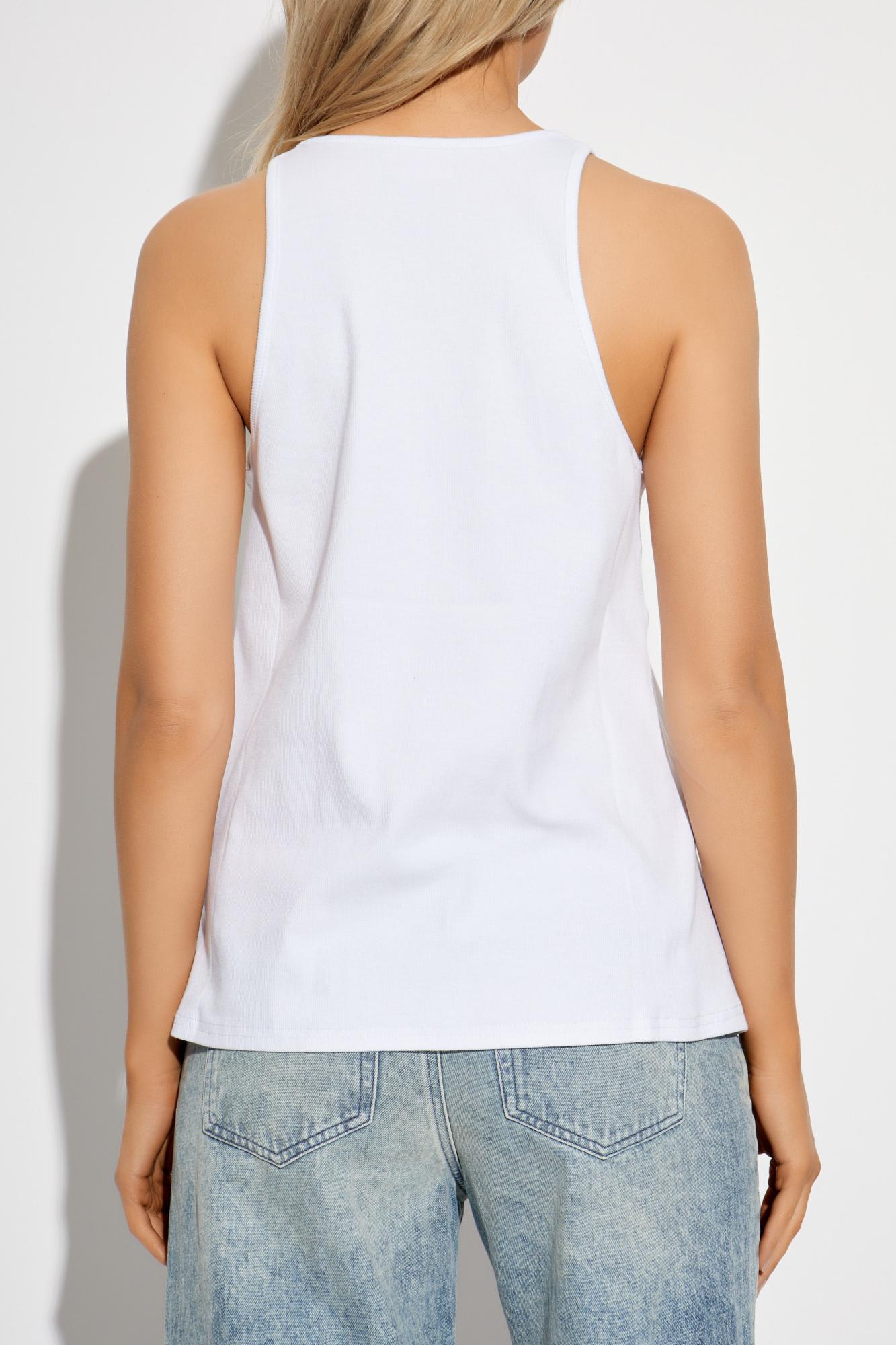 Diesel White Cotton Blend Tank Top Women In White