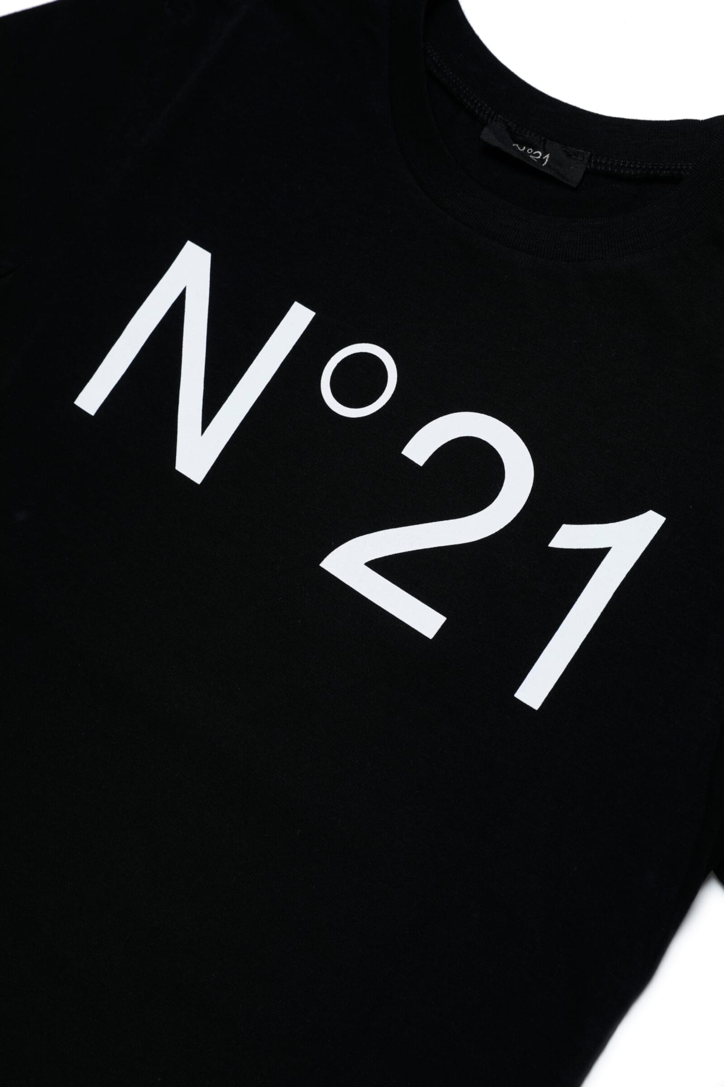 Shop N°21 N21t96u T-shirt N21 Black Jersey T-shirt With Logo In Nero