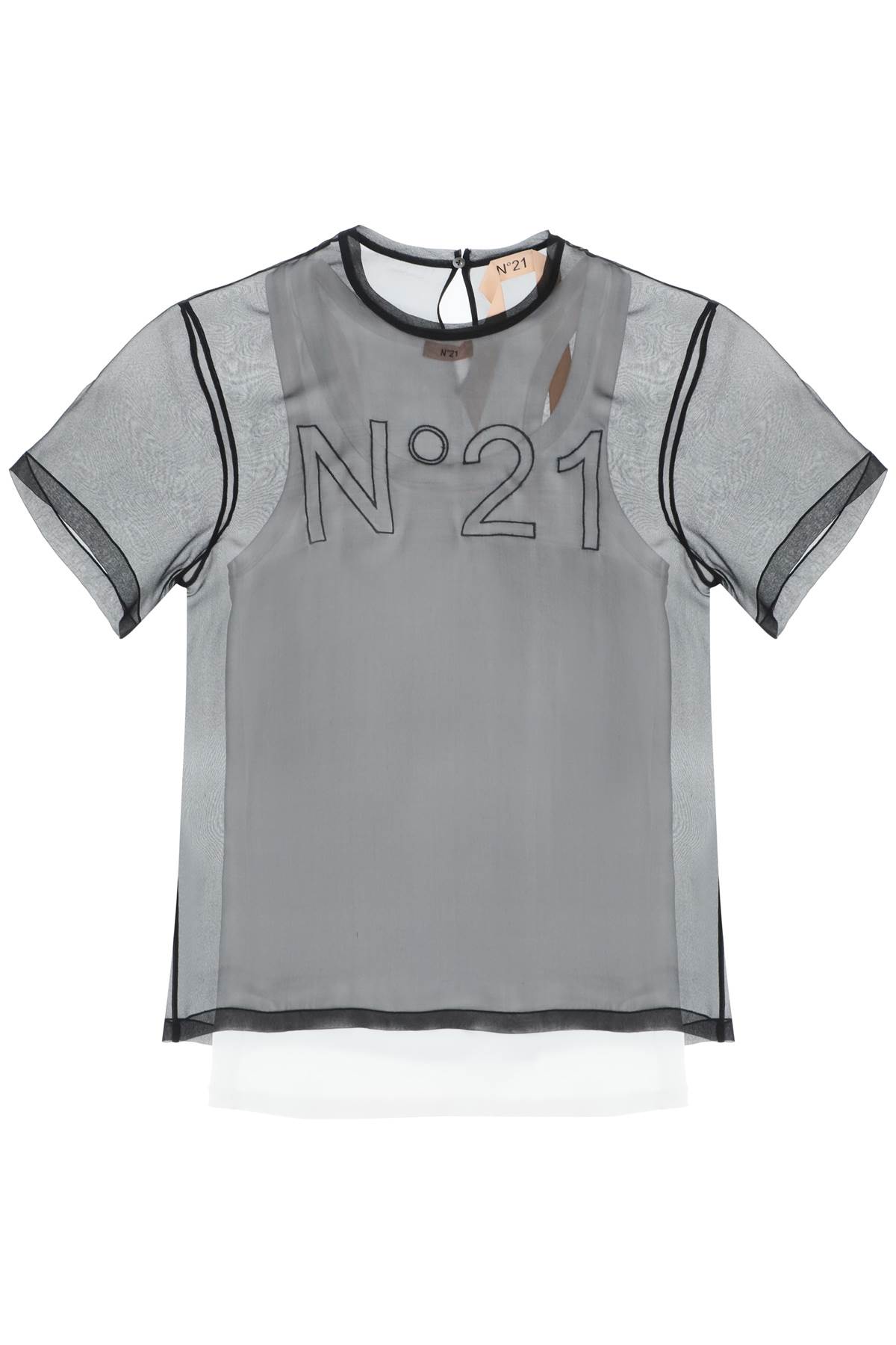 Shop N°21 Georgette T-shirt With Logo In Nero (black)