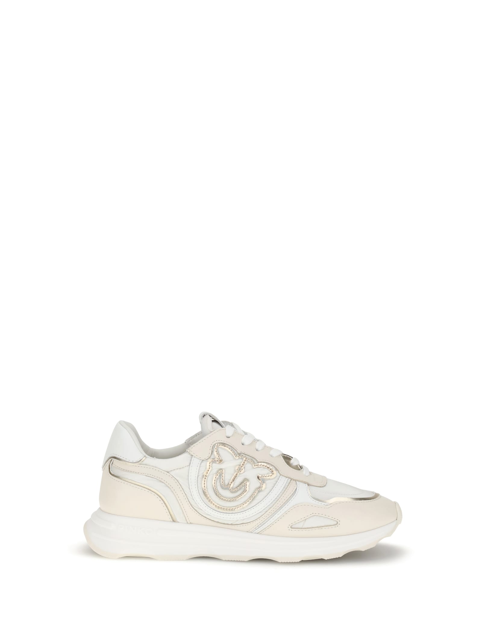 Pinko Zoe Logo-detail Leather Sneakers In Neutral