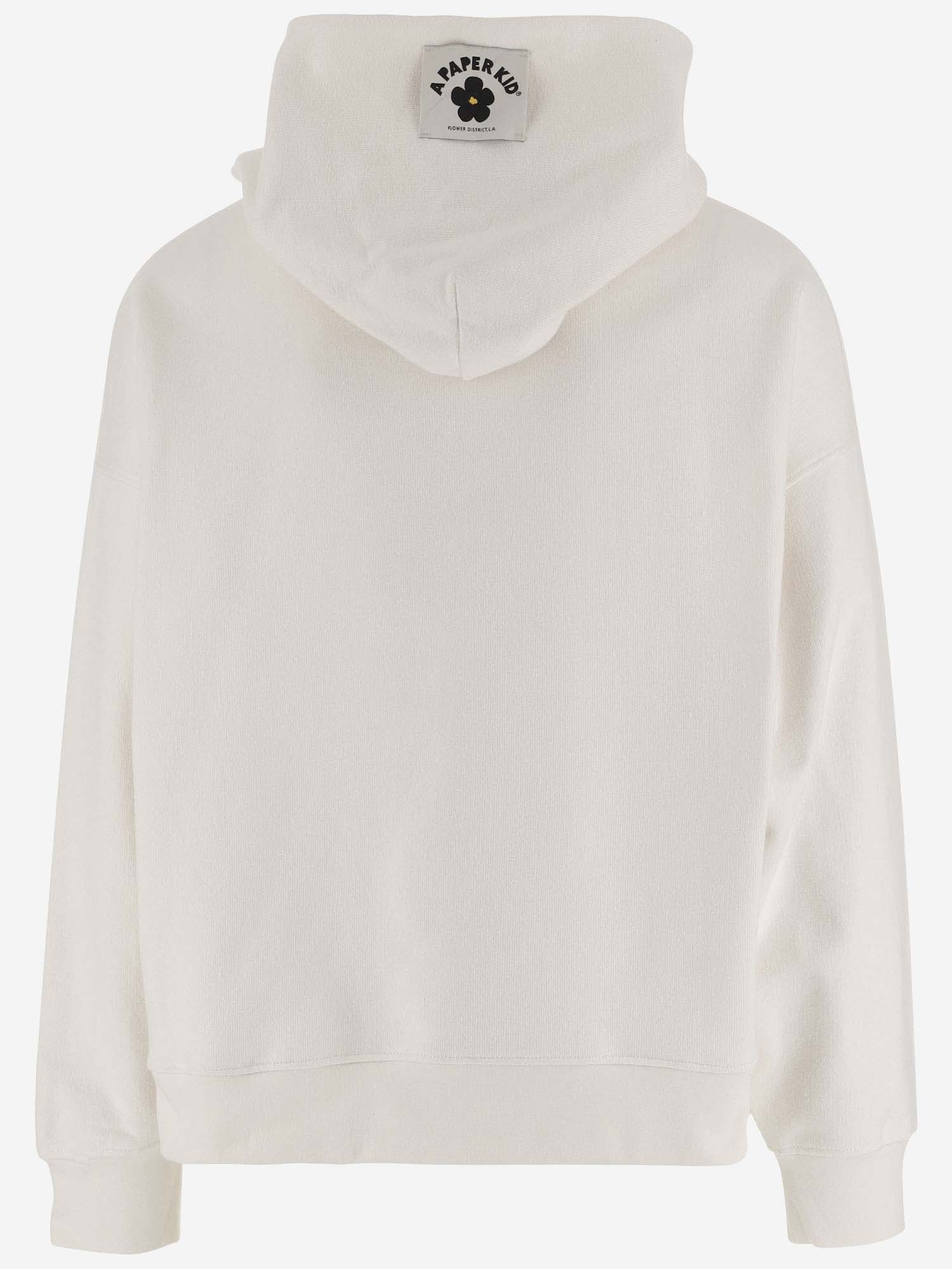 Shop A Paper Kid Cotton Sweatshirt With Logo In Crema