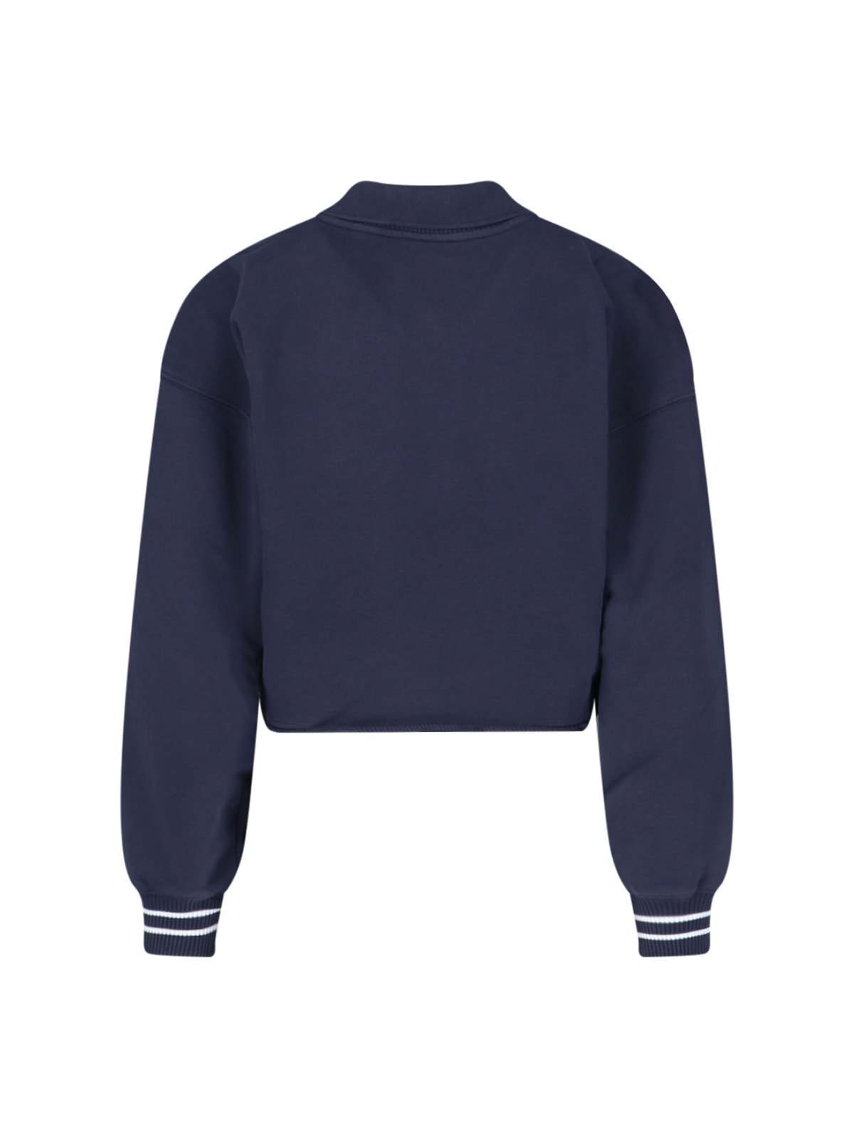 Off-white Cropped Polo Collar Knit Sweatshirt In Blue