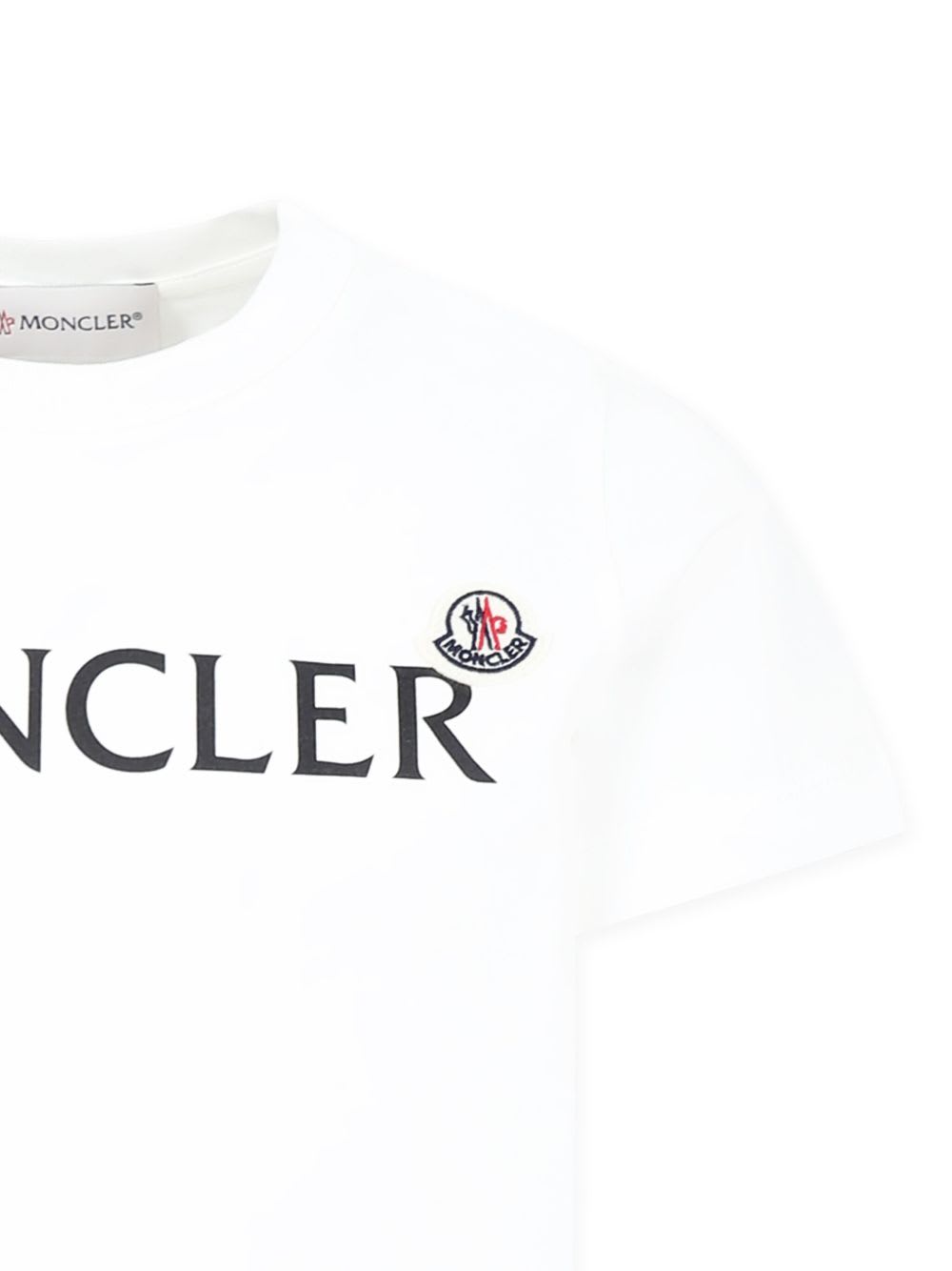 Moncler Enfant Logo Patch Crewneck T-shirt In White
