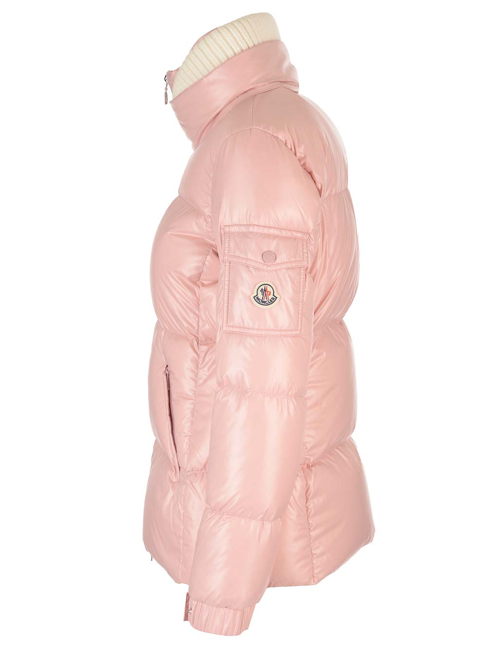 Shop Moncler Pink Vistule Short Down Jacket