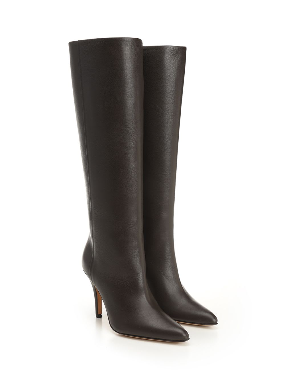 Mm6 Maison Margiela Mm6 By Maison Margiela Pointed Toe Knee-high Boot With White Stitch Detail In Black