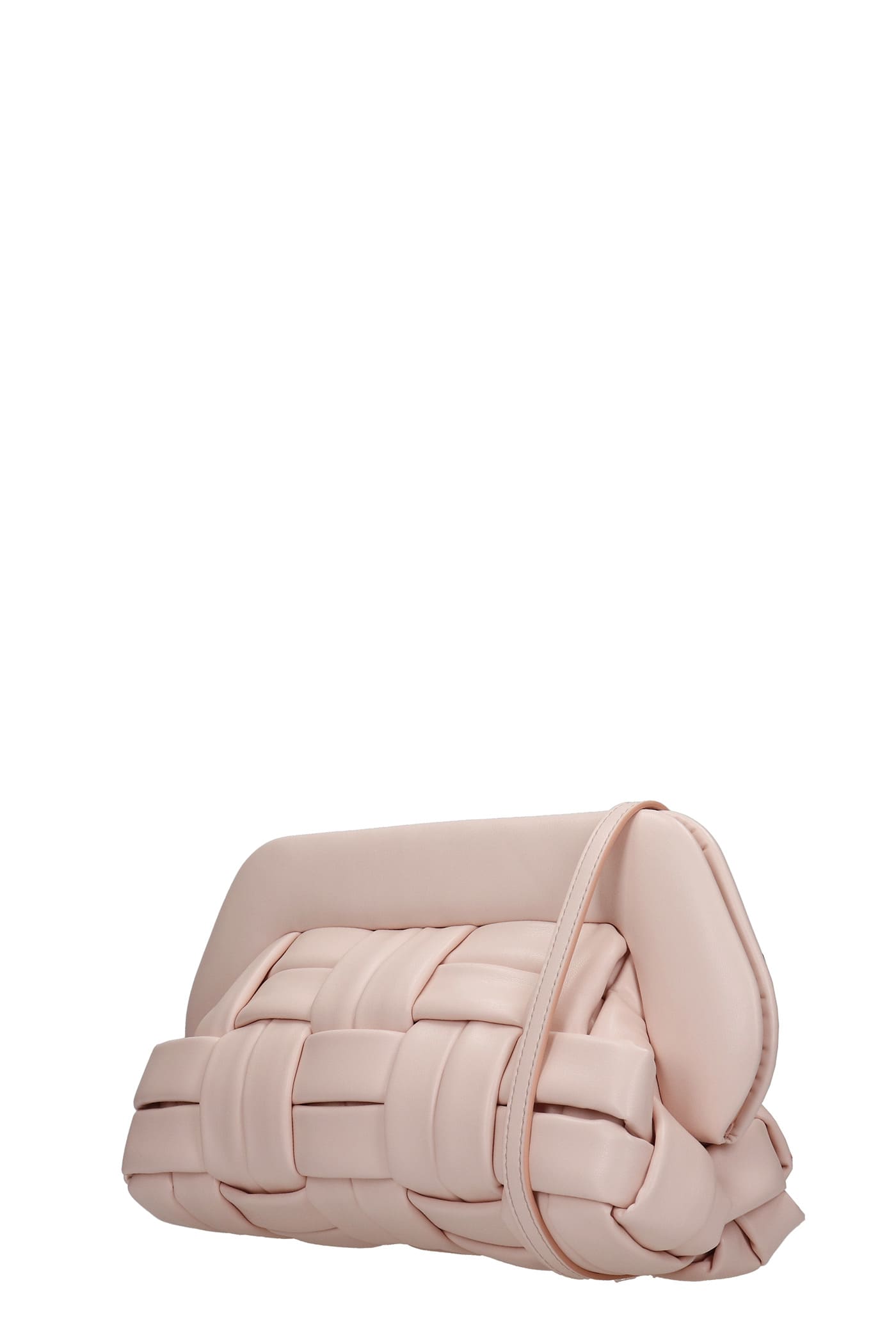 THEMOIRè Bios Weaved Clutch In Rose-pink Faux Leather