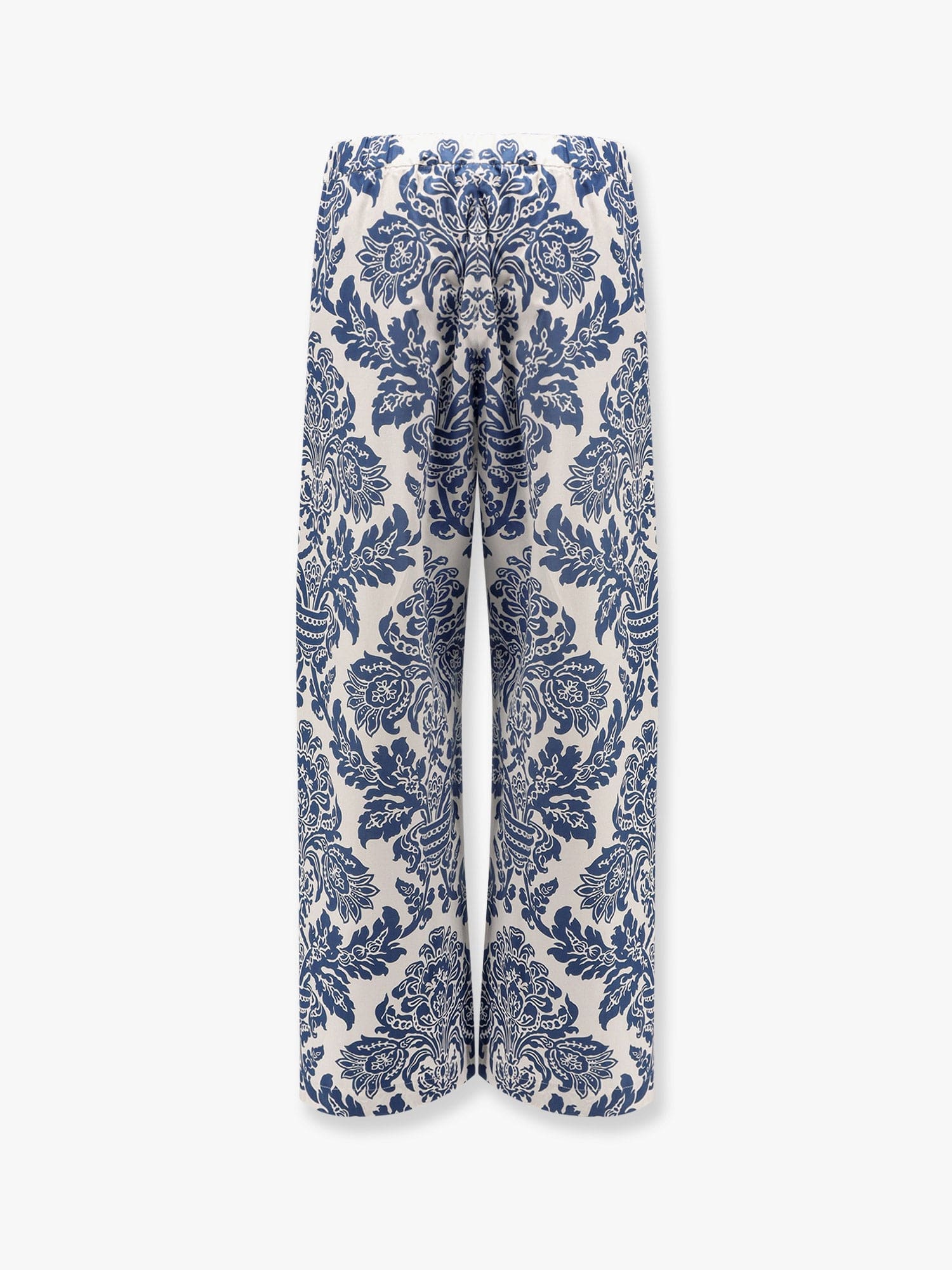S Max Mara Merano Cotton Trouser With Floral Print In White