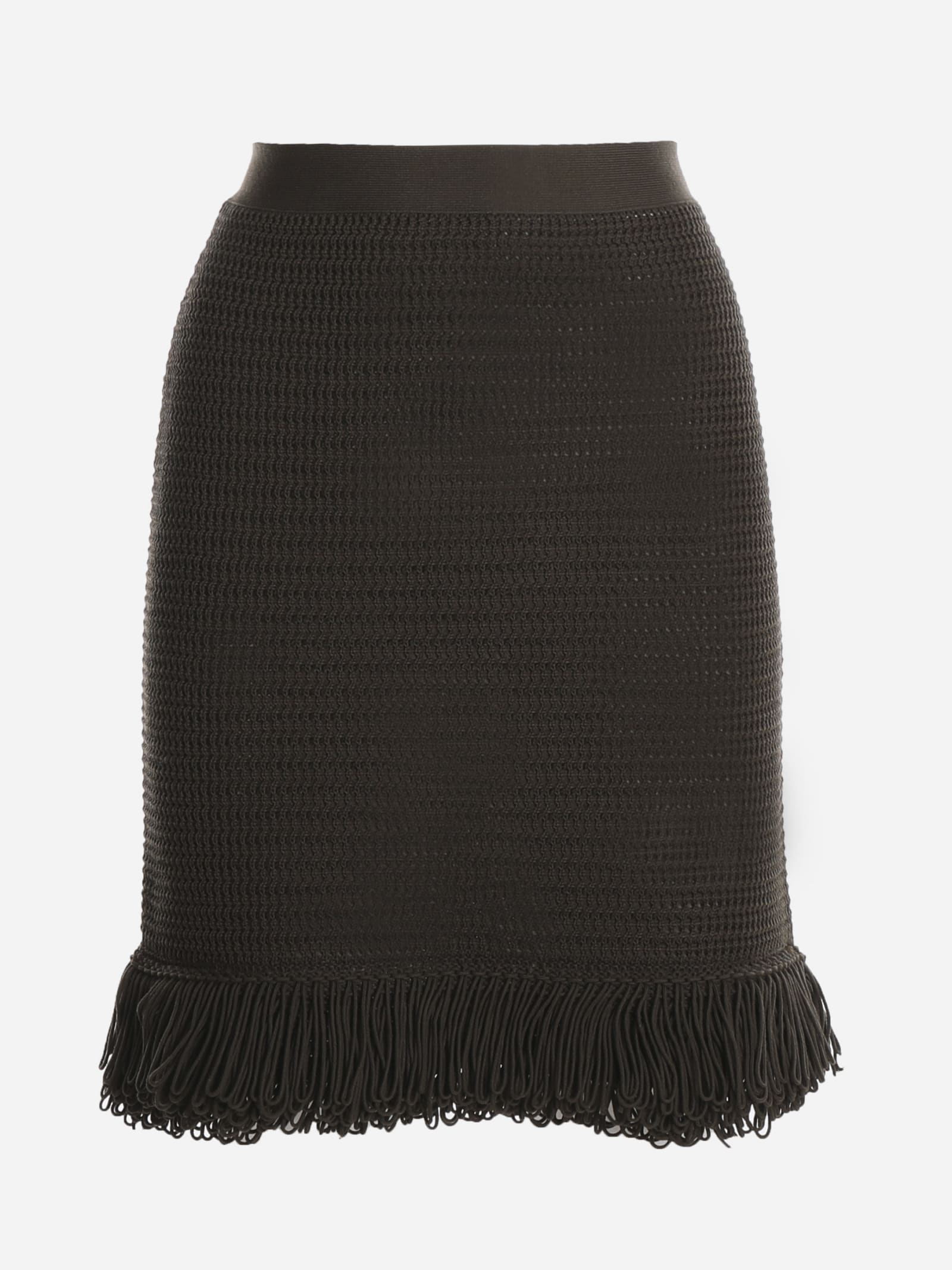 Bottega Veneta Crochet-effect Knit Skirt With Fringed Ehm