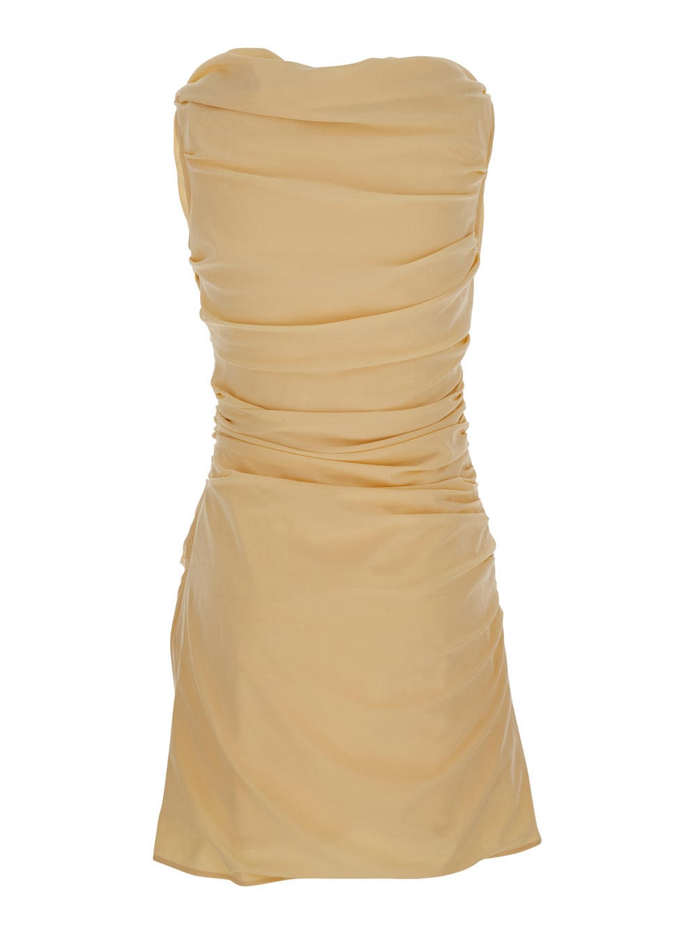 Jacquemus 'the Rita' Beige Dress With V-neck And Draped