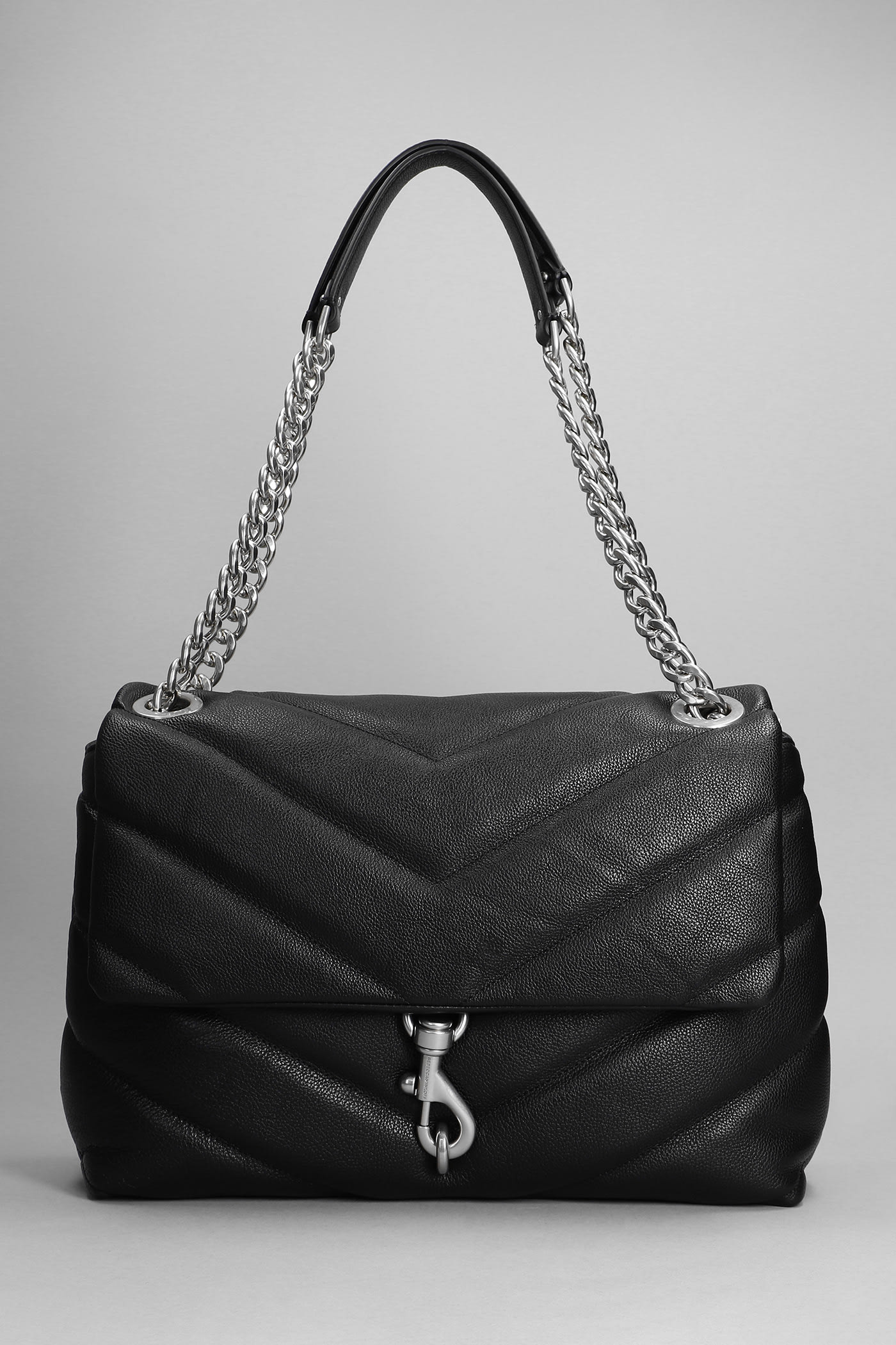 Rebecca Minkoff Edie Maxi Shoulder Bag In Black Leather