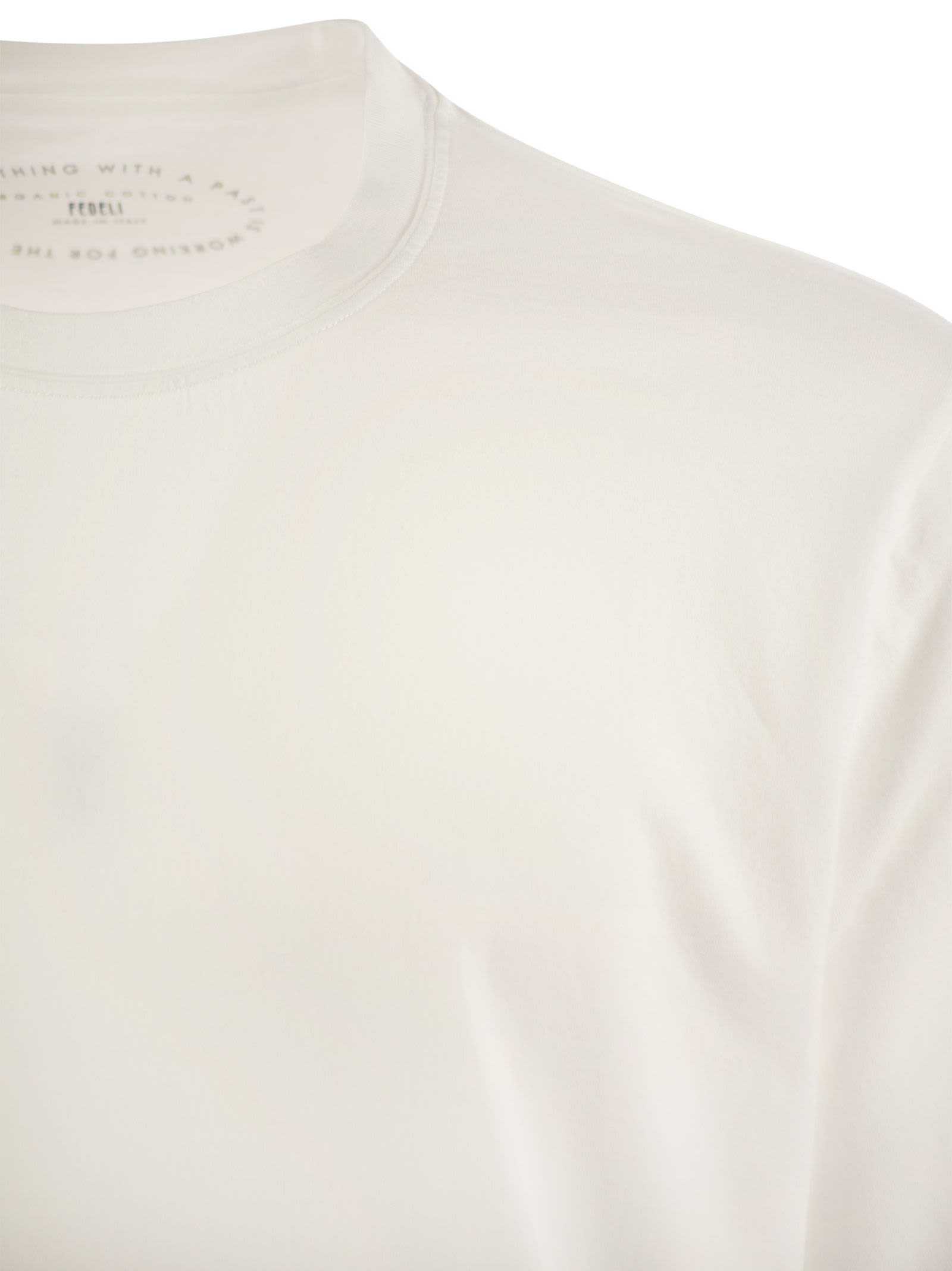 Fedeli Extreme Long-sleeved Giza Cotton T-shirt In White