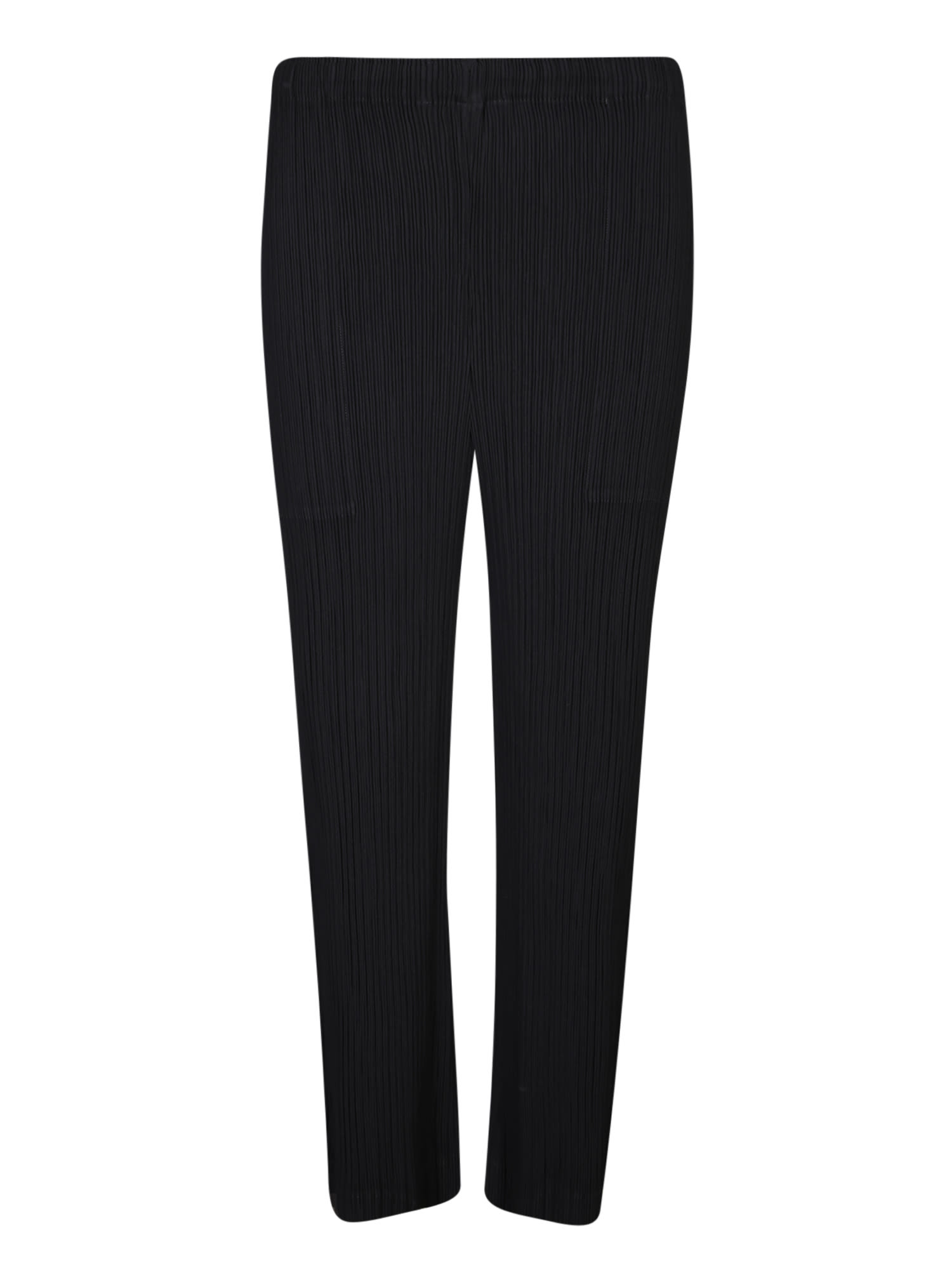 Pleated Black Straight Trousers