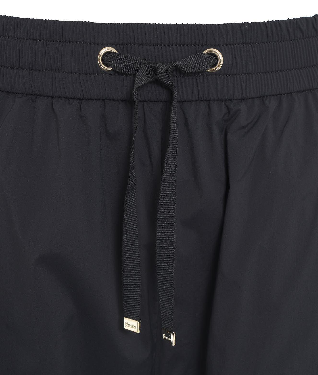 Herno Lightweight Drawstring Cropped Trousers In Black